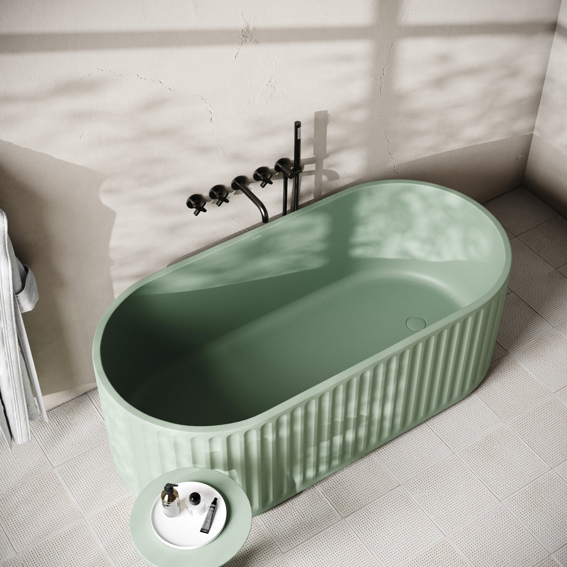 Sereno Seafoam Concrete Freestanding Bath 1680mm