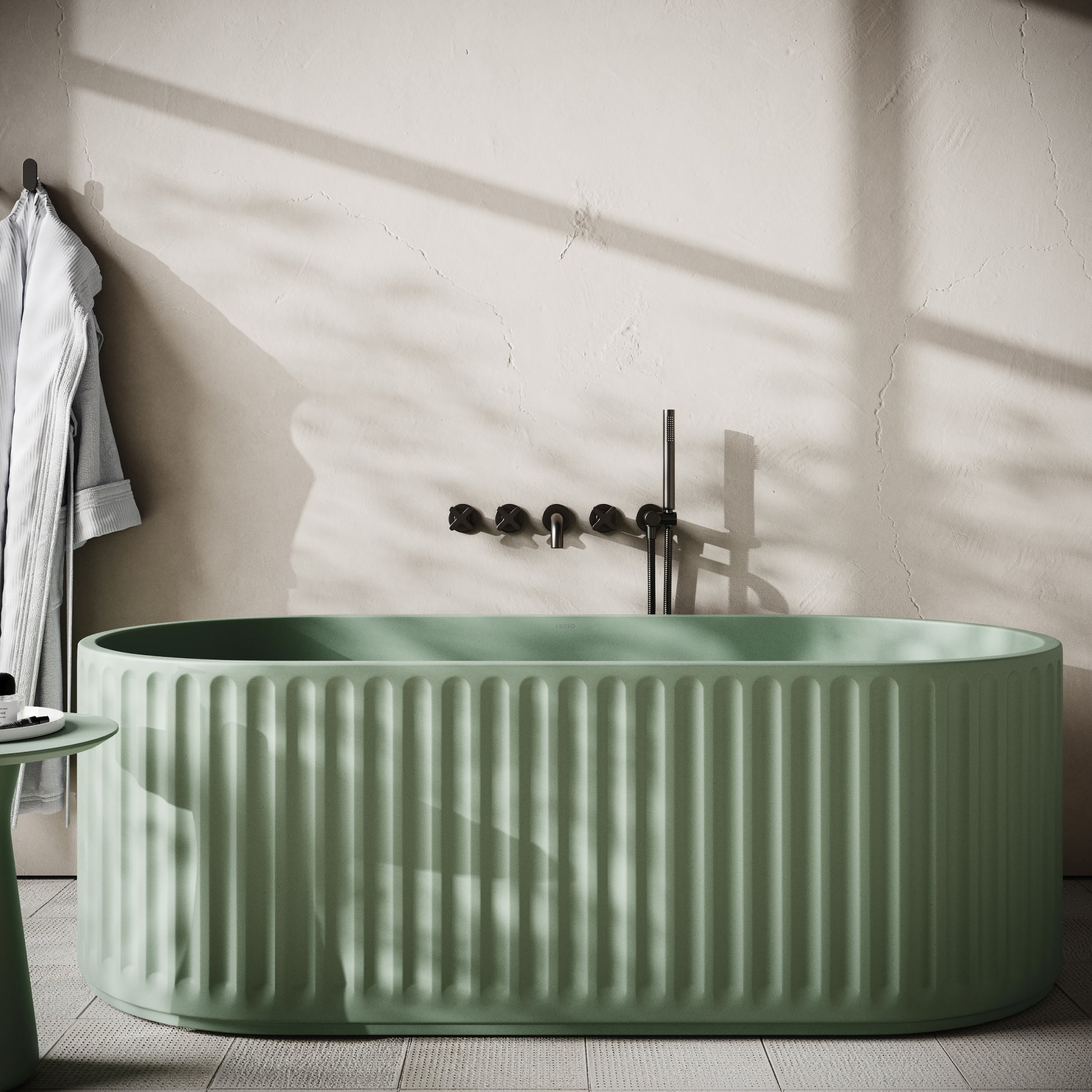 Sereno Seafoam Concrete Freestanding Bath 1680mm