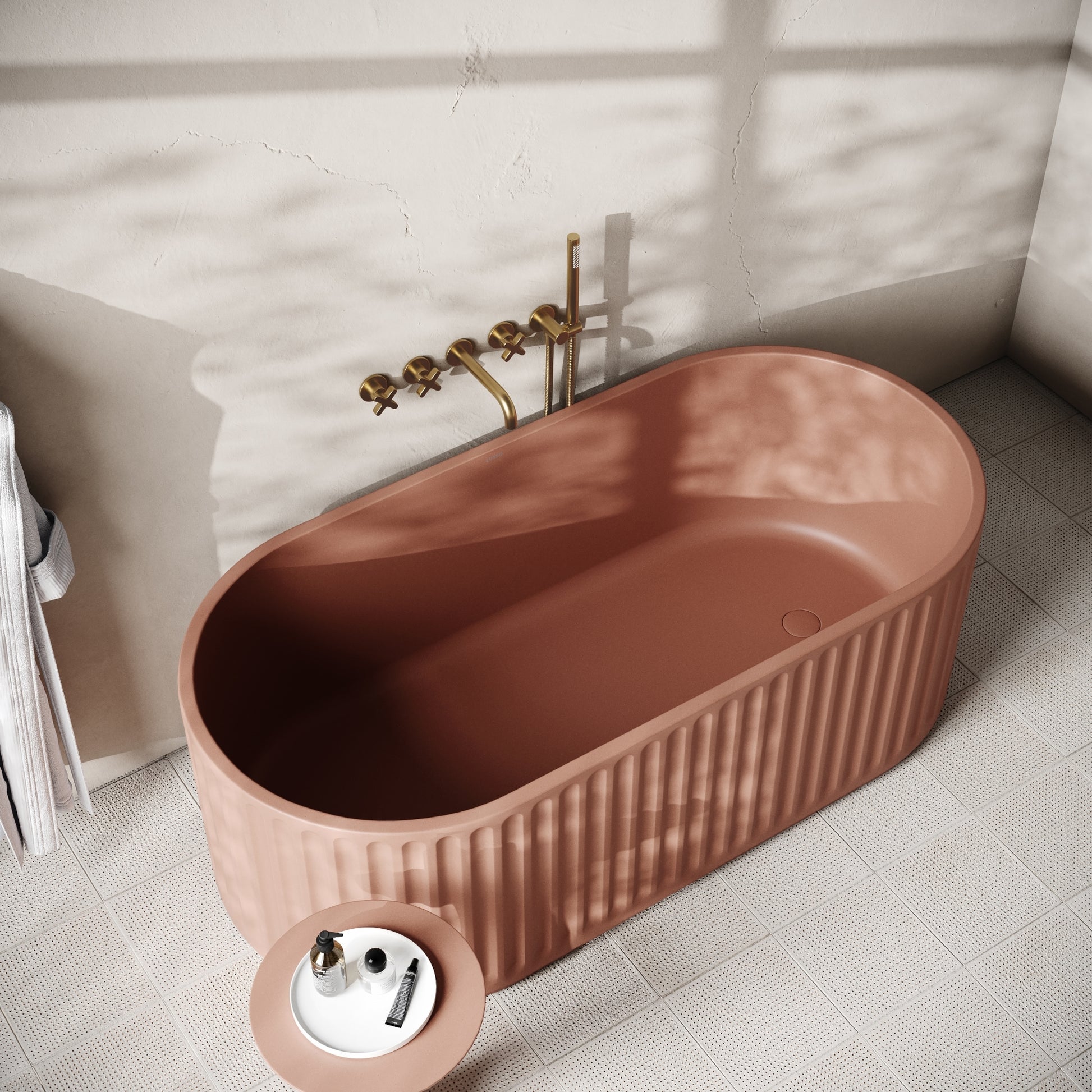 Sereno Terracotta Concrete Freestanding Bath 1680mm