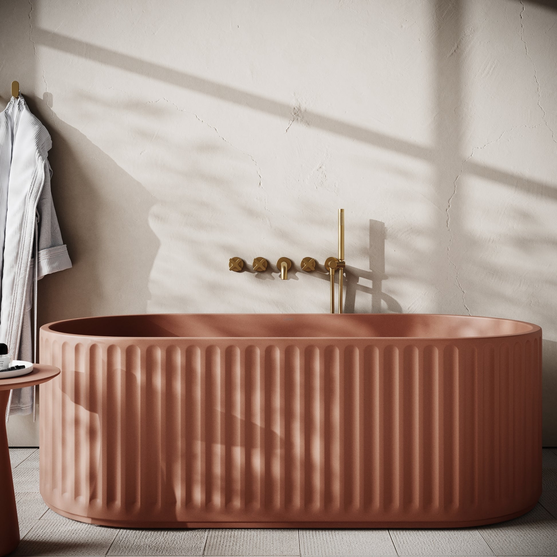 Sereno Terracotta Concrete Freestanding Bath 1680mm
