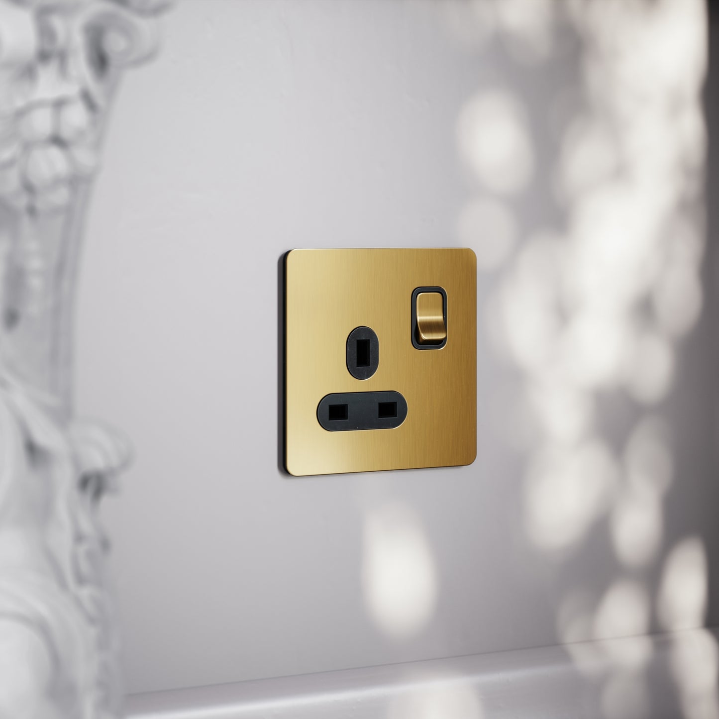 SlimTech Collection Brushed Gold 1 Gang 13A Socket