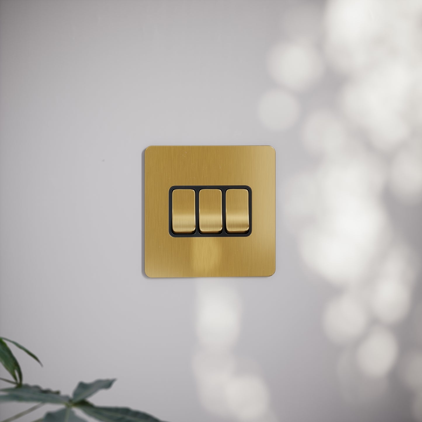 SlimTech Collection Brushed Gold 3 Gang 2 Way Switch