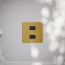 SlimTech Collection Brushed Gold Double HDMI Socket