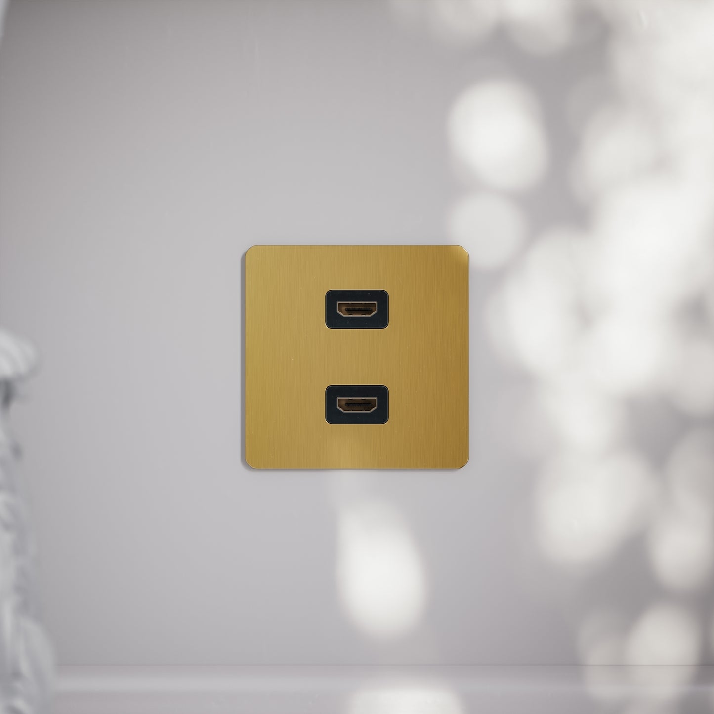 SlimTech Collection Brushed Gold Double HDMI Socket