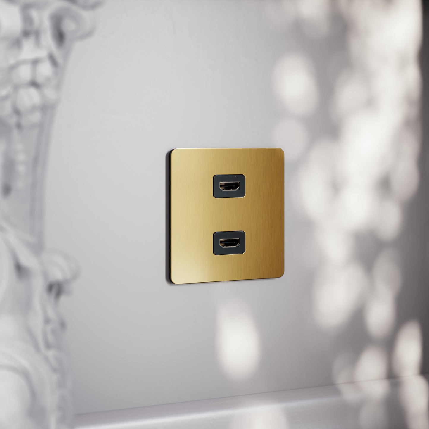 SlimTech Collection Brushed Gold Double HDMI Socket