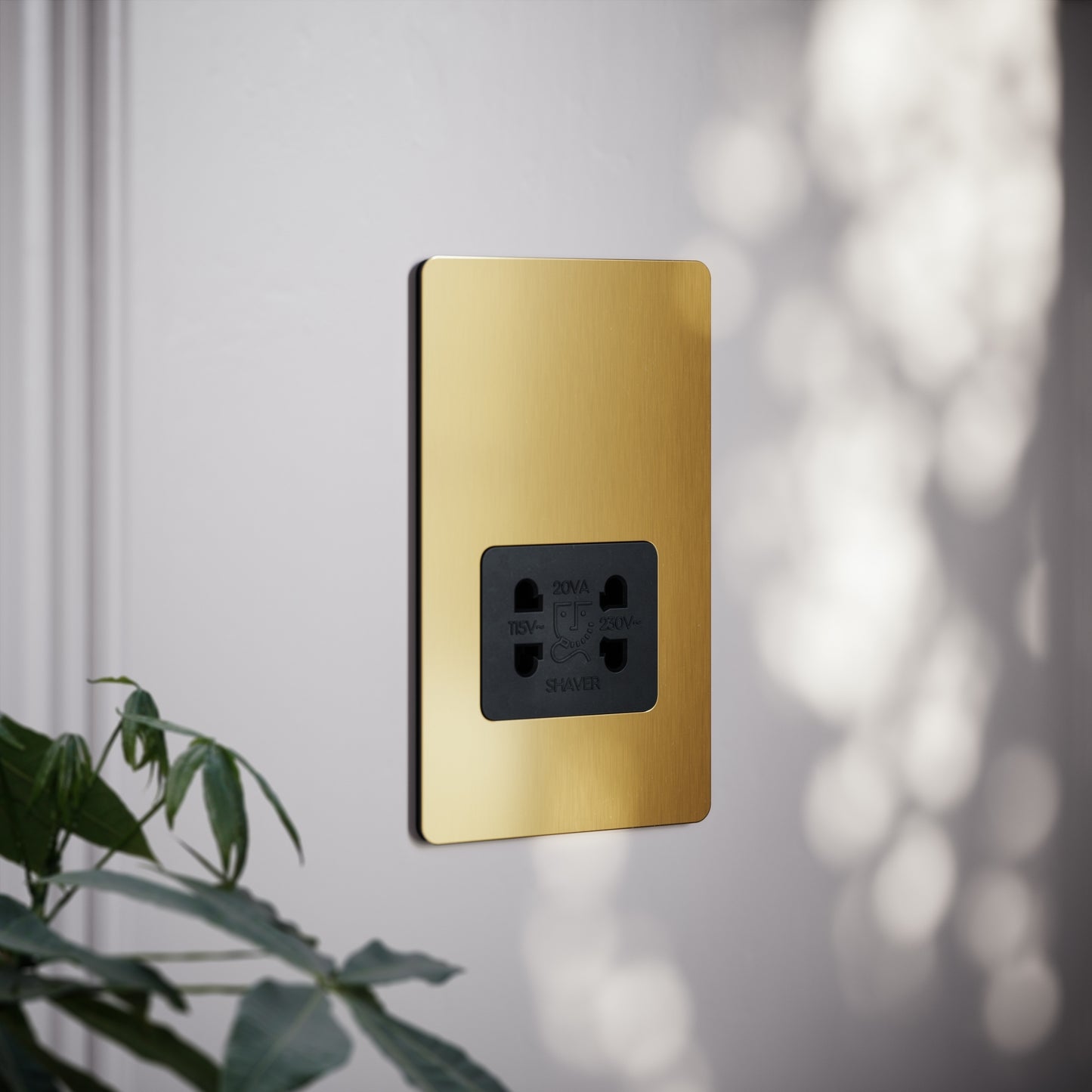 SlimTech Collection Brushed Gold Shaver Socket
