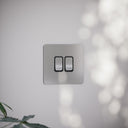 SlimTech Collection Brushed Stainless 2 Gang 2 Way Switch