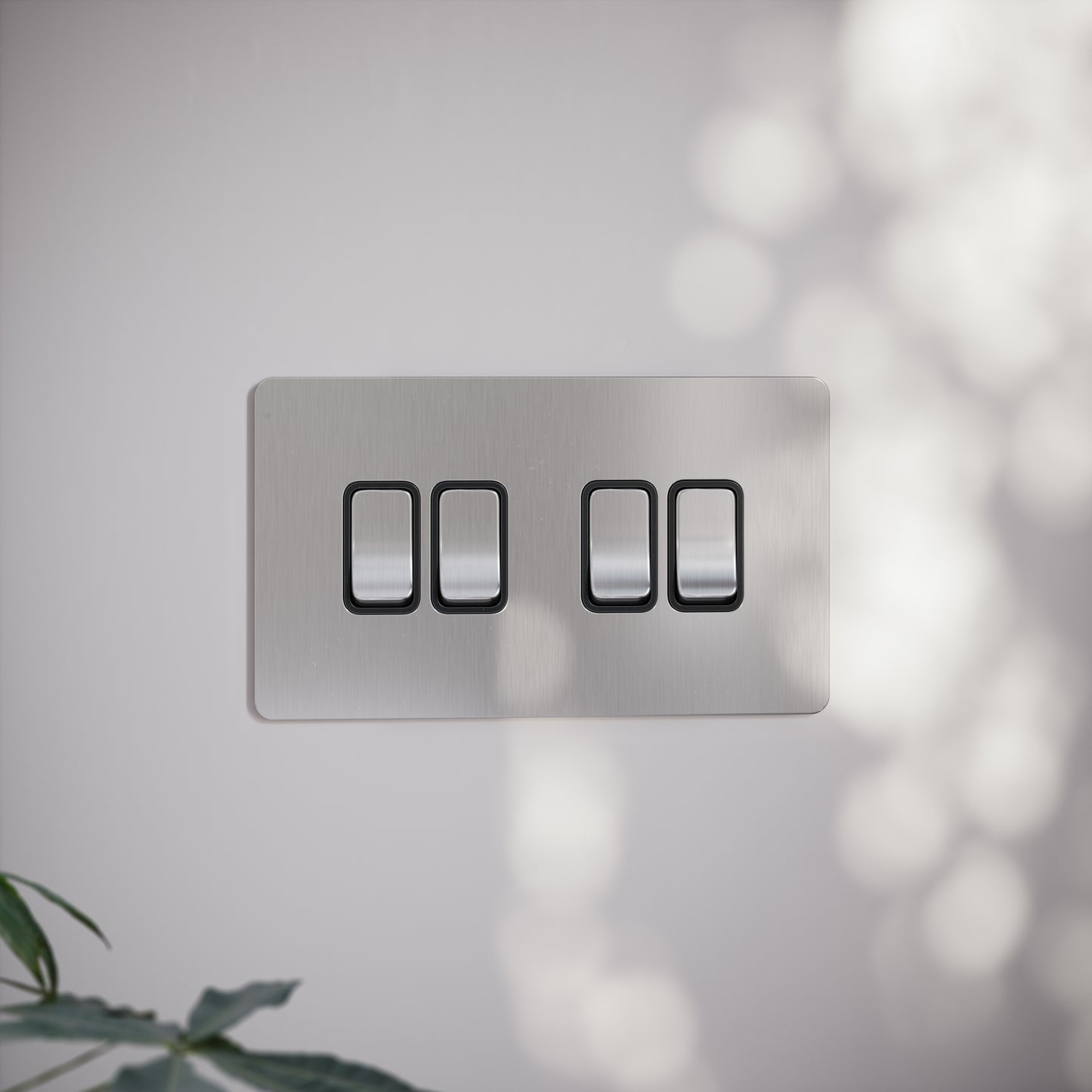 SlimTech Collection Brushed Stainless 4 Gang 2 Way Switch
