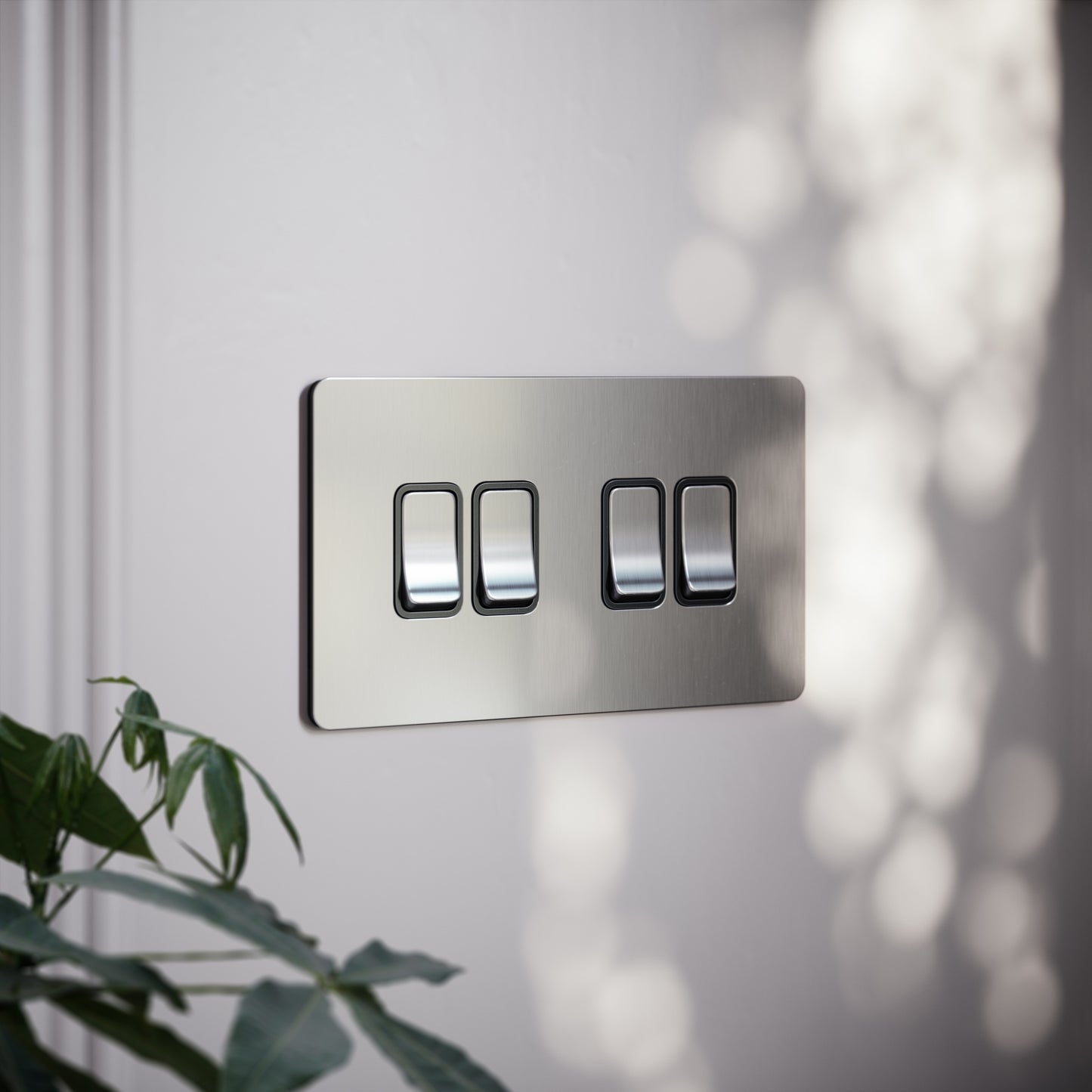 SlimTech Collection Brushed Stainless 4 Gang 2 Way Switch