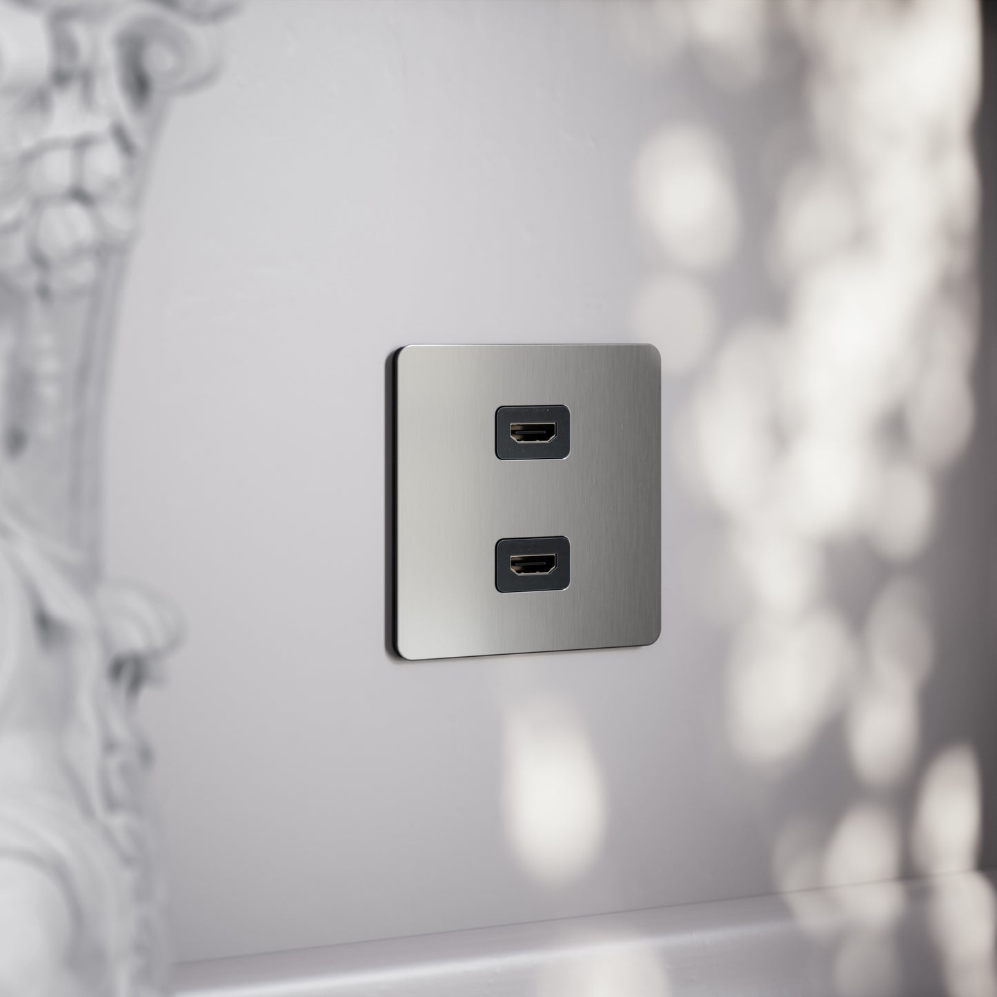 SlimTech Collection Brushed Stainless Double HDMI Socket