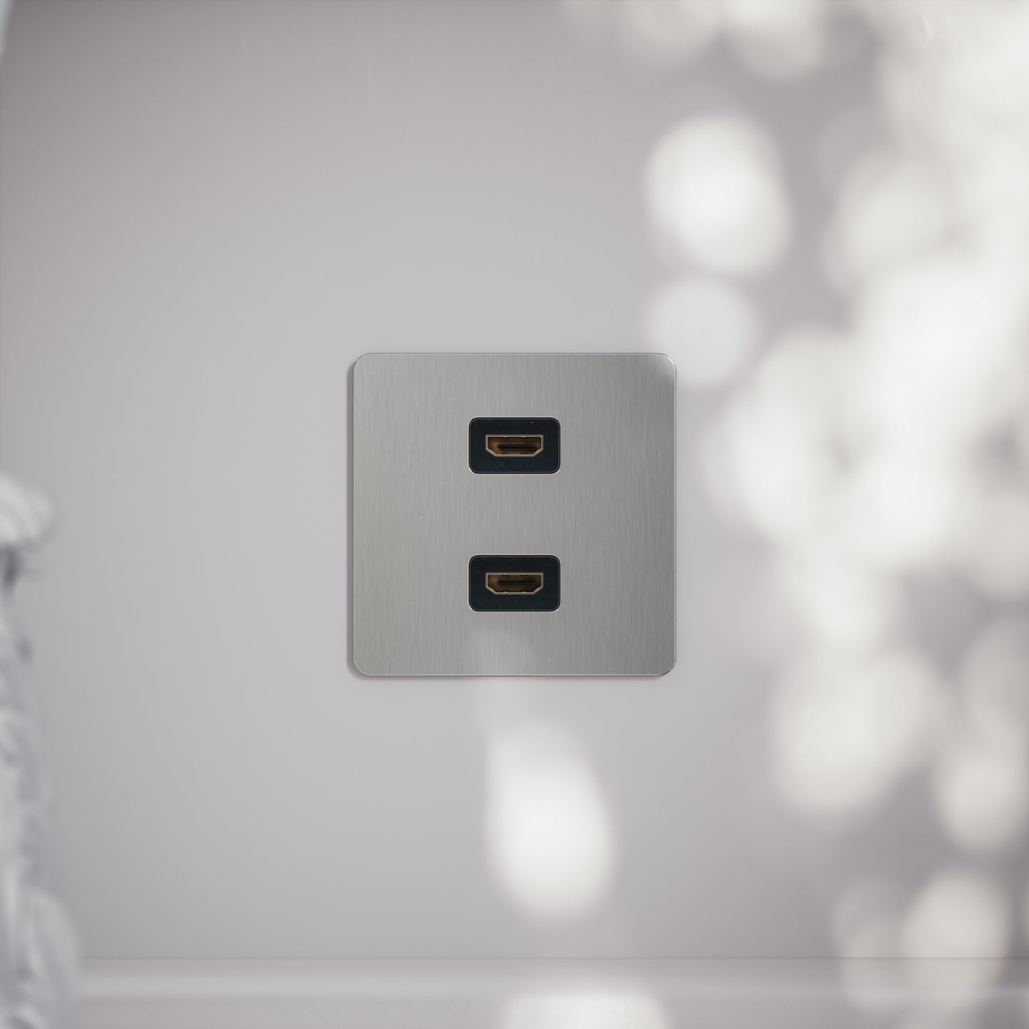 SlimTech Collection Brushed Stainless Double HDMI Socket