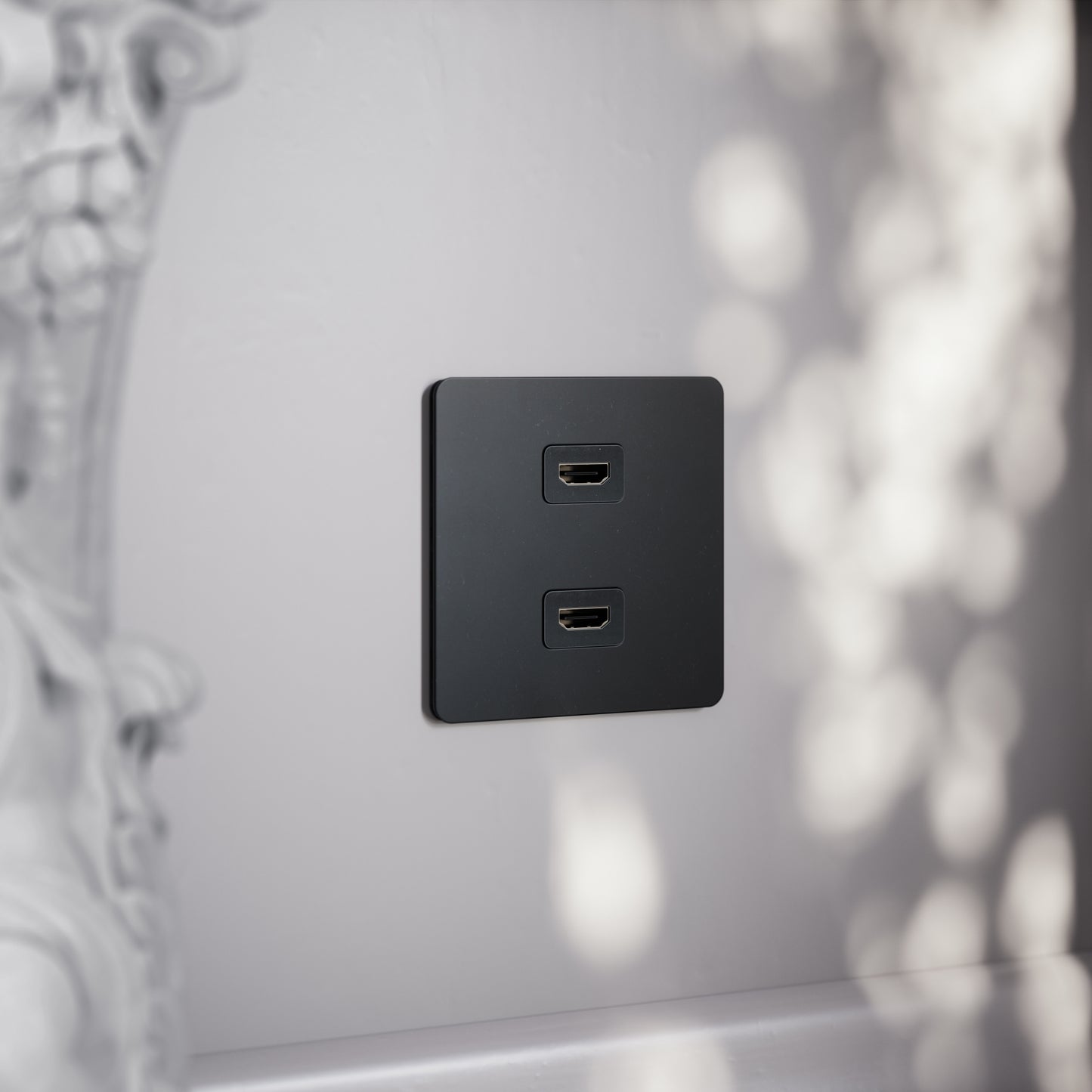SlimTech Collection Matte Black Double HDMI Socket
