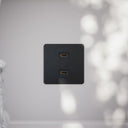 SlimTech Collection Matte Black Double HDMI Socket