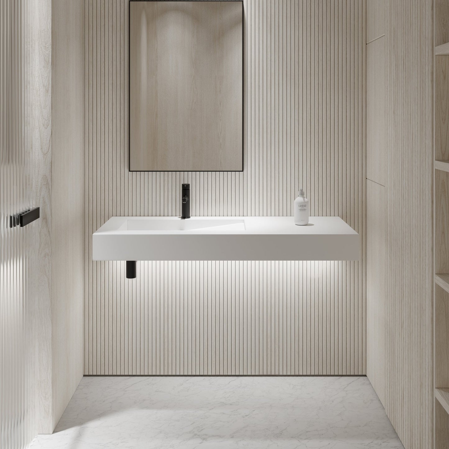 Slope Wall Hung Stone Basin 1200mm (Left)