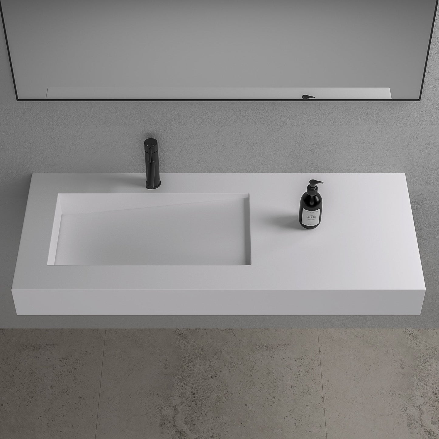 Slope Wall Hung Stone Basin 1200mm (Left)