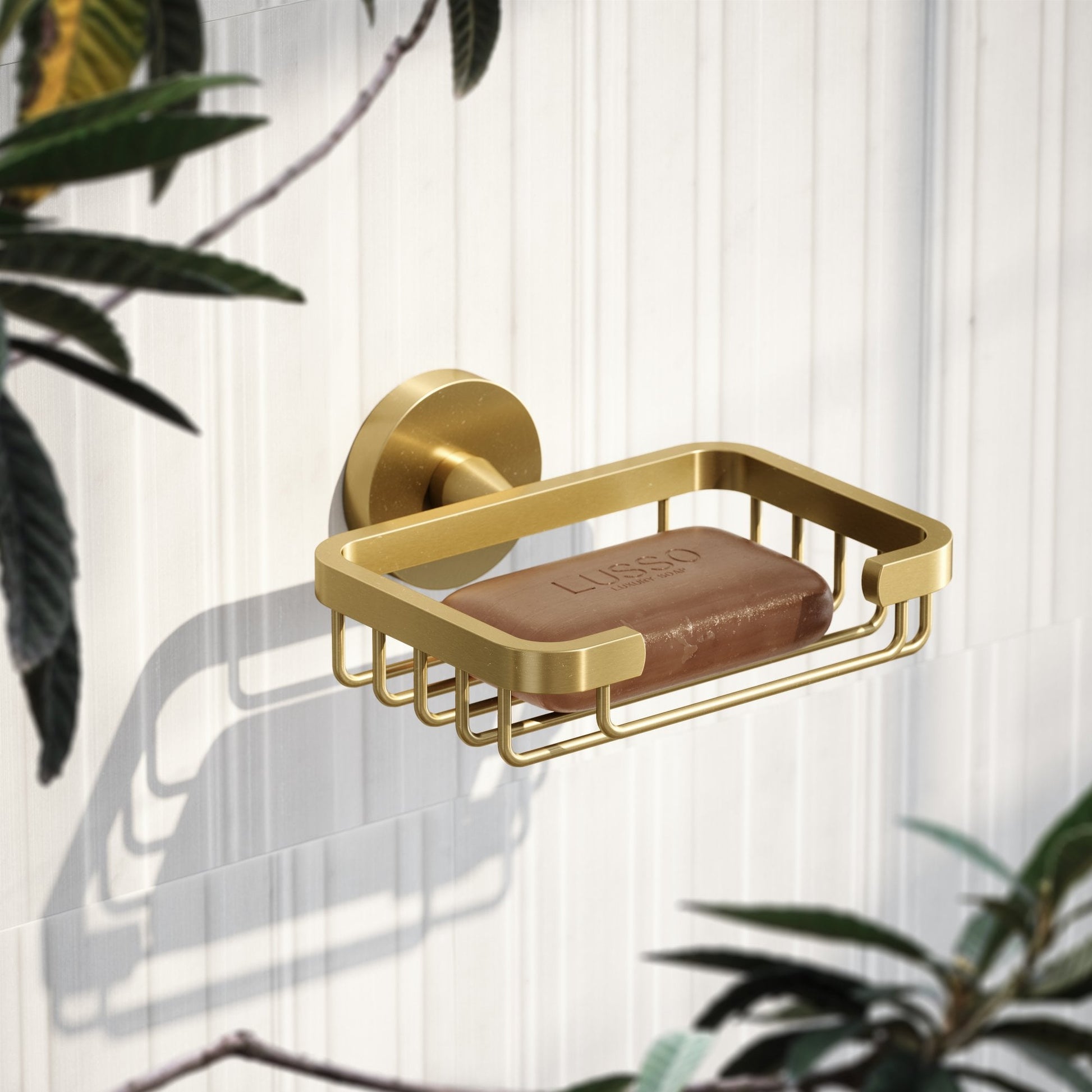Small Brushed Gold Shower Basket