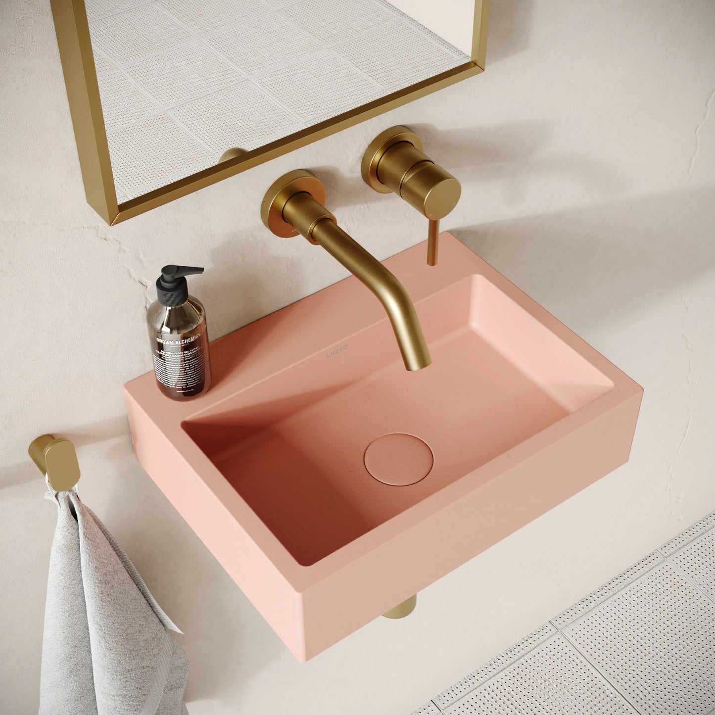 Sostanza Blush Concrete Wall Hung Basin 400mm
