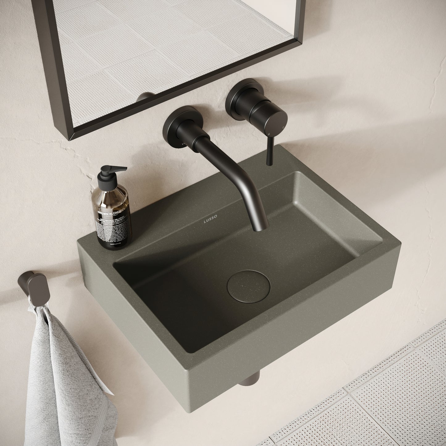 Sostanza Oyster Concrete Wall Hung Basin 400mm