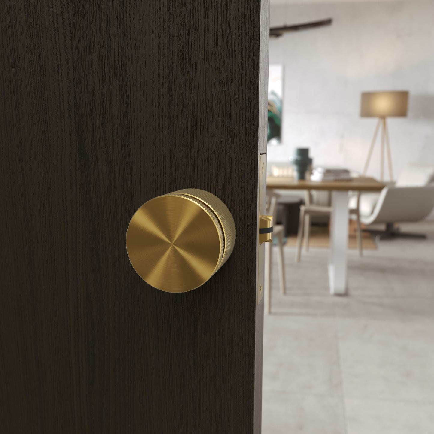 Spectre Knurled Privacy Brushed Gold Internal Door Handle