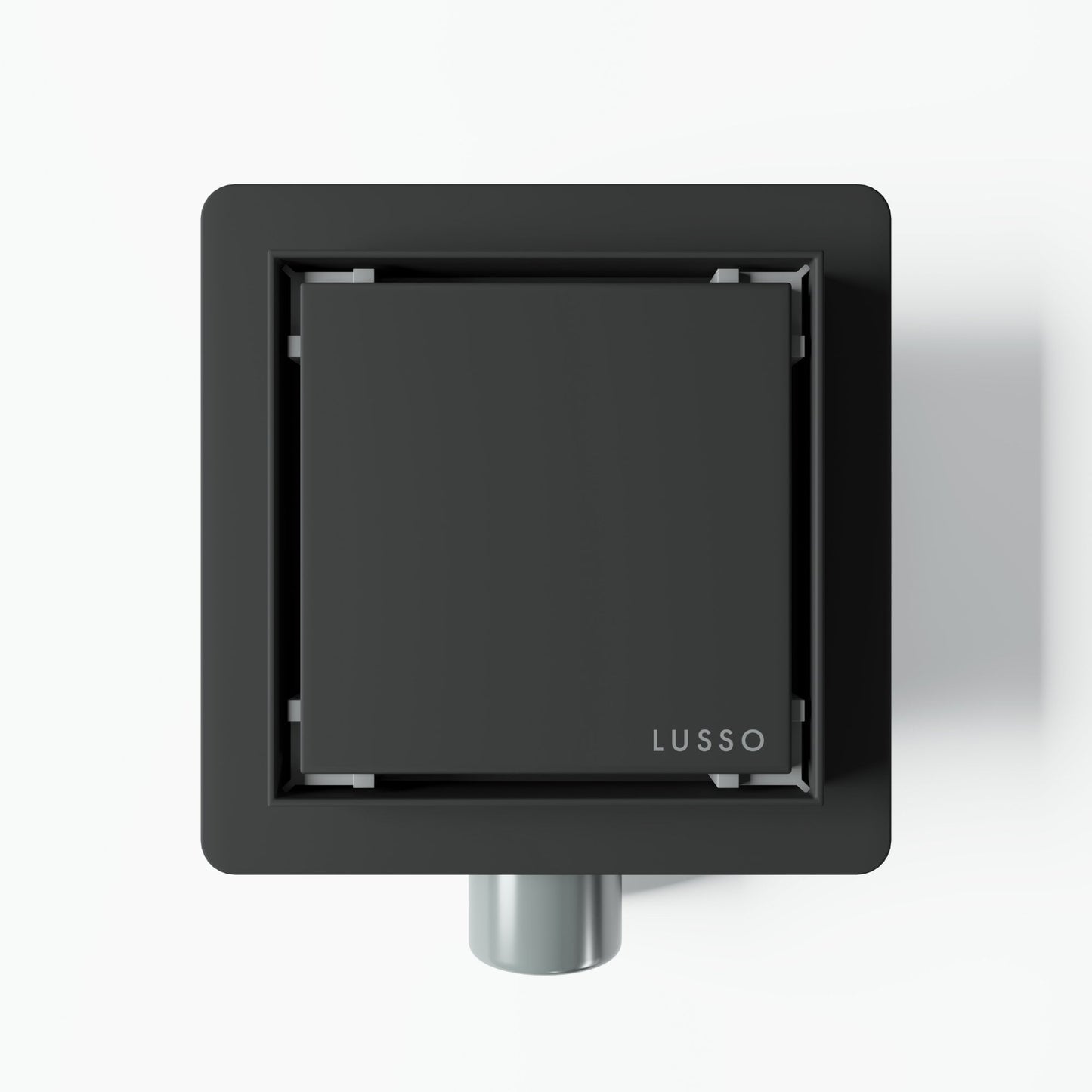 Square Matte Black Tileable Wet Room Waste Kit