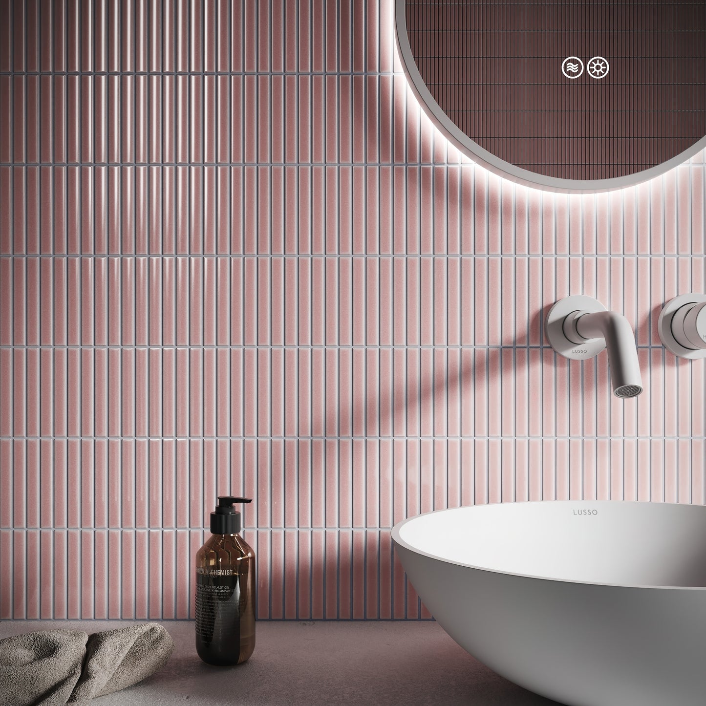 Stick Mosaic Blush Rose Pink Glazed Porcelain Wall Tile