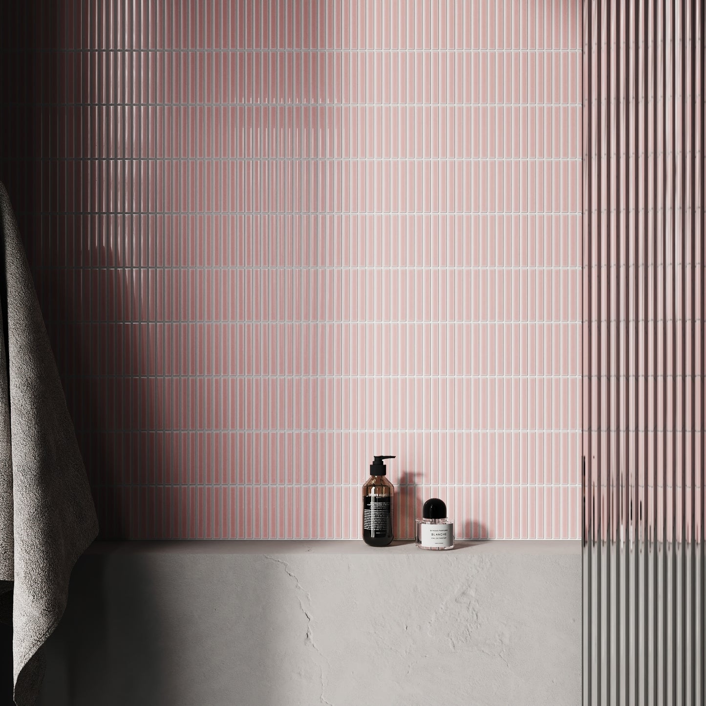 Stick Mosaic Blush Rose Pink Glazed Porcelain Wall Tile