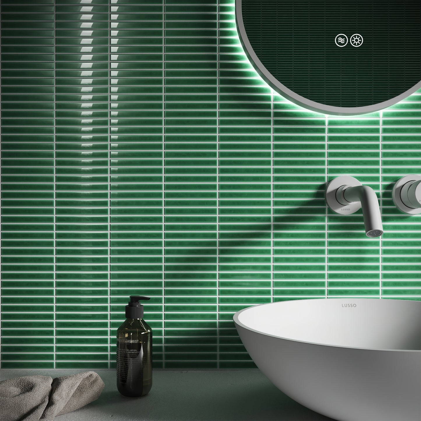 Stick Mosaic Jade Harmony Green Glazed Porcelain Wall Tile