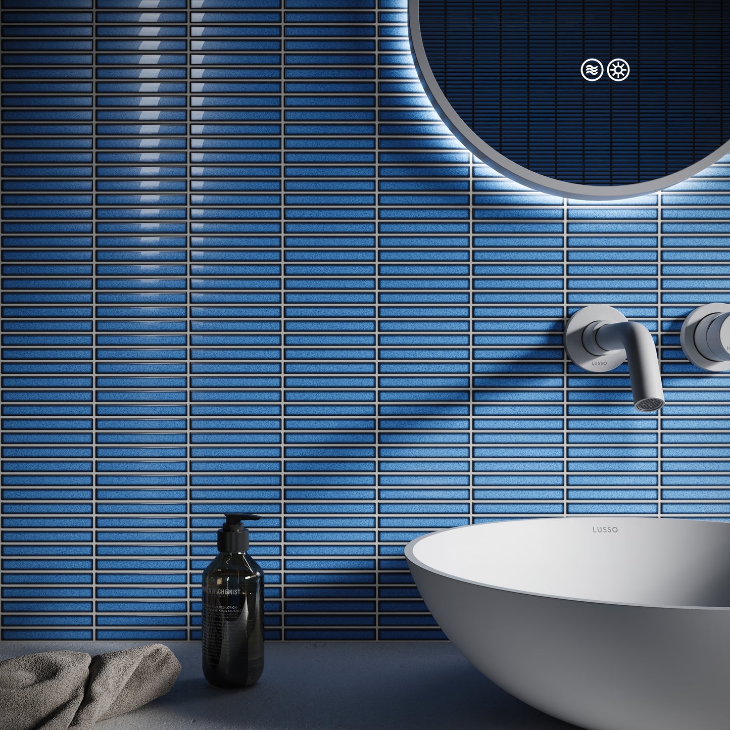 Stick Mosaic Ocean Mist Blue Glazed Porcelain Wall Tile
