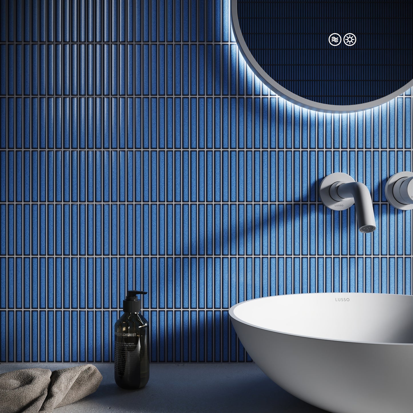 Stick Mosaic Ocean Mist Blue Glazed Porcelain Wall Tile