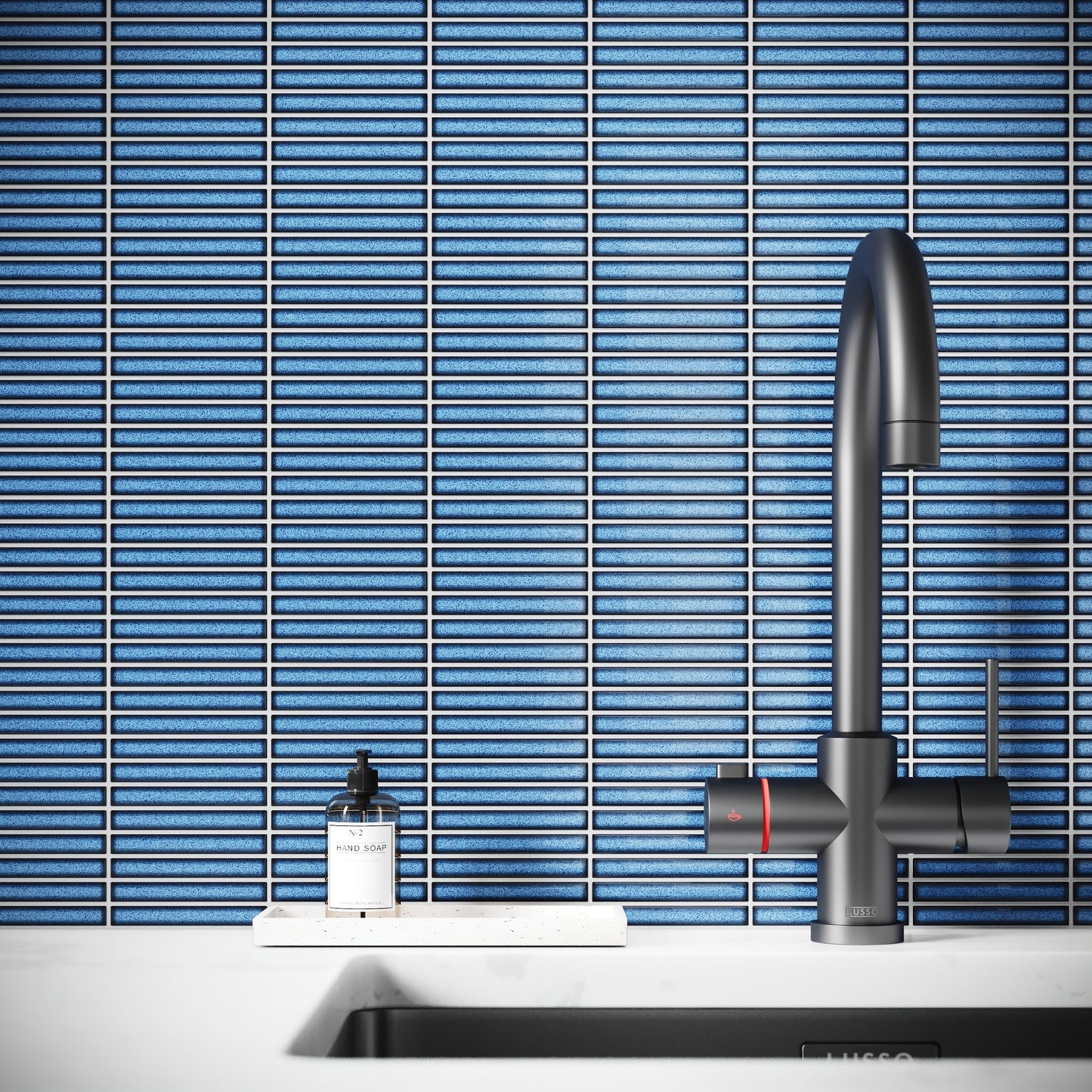 Stick Mosaic Ocean Mist Blue Glazed Porcelain Wall Tile