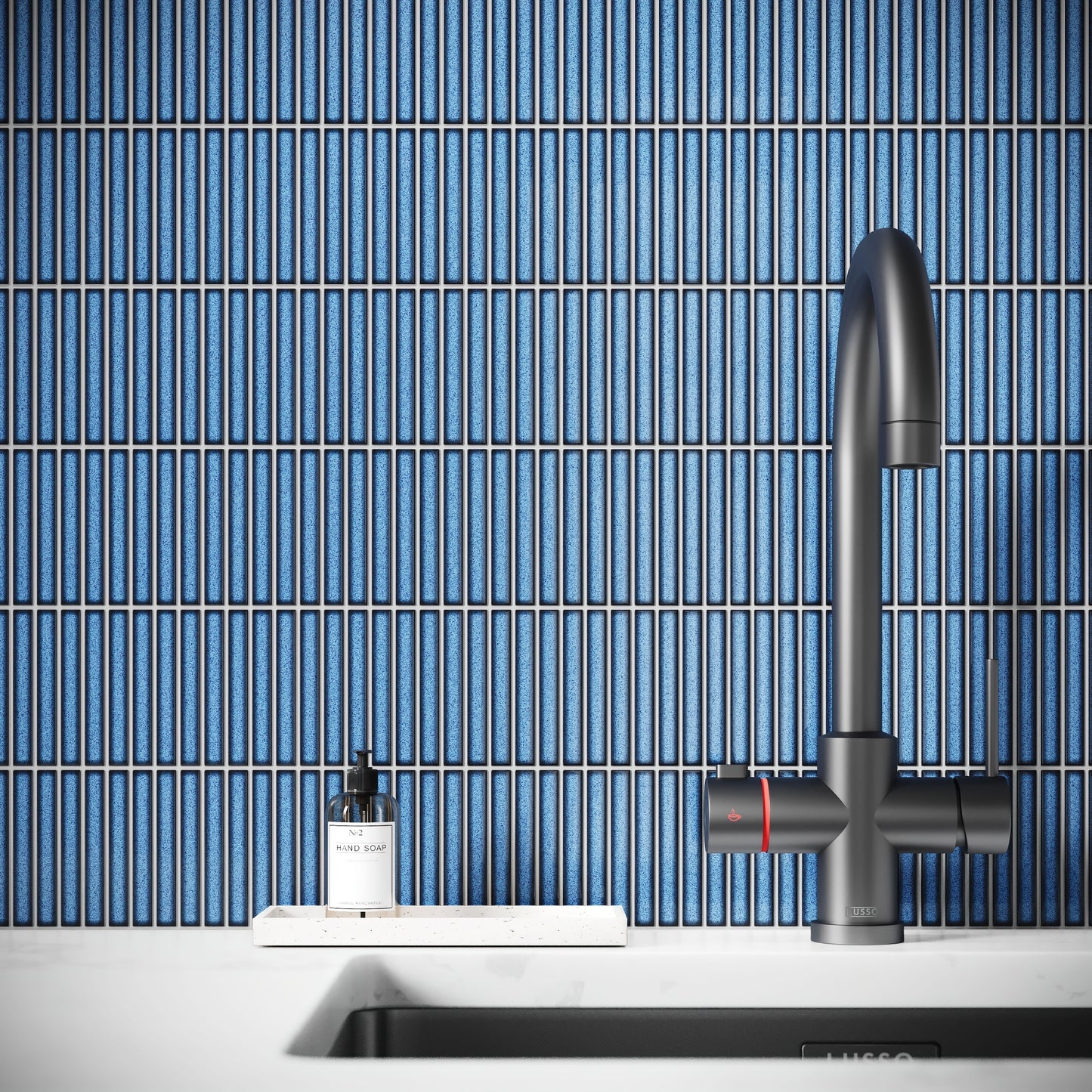 Stick Mosaic Ocean Mist Blue Glazed Porcelain Wall Tile
