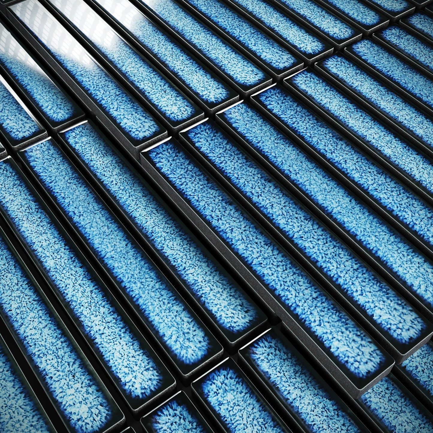 Stick Mosaic Ocean Mist Blue Glazed Porcelain Wall Tile