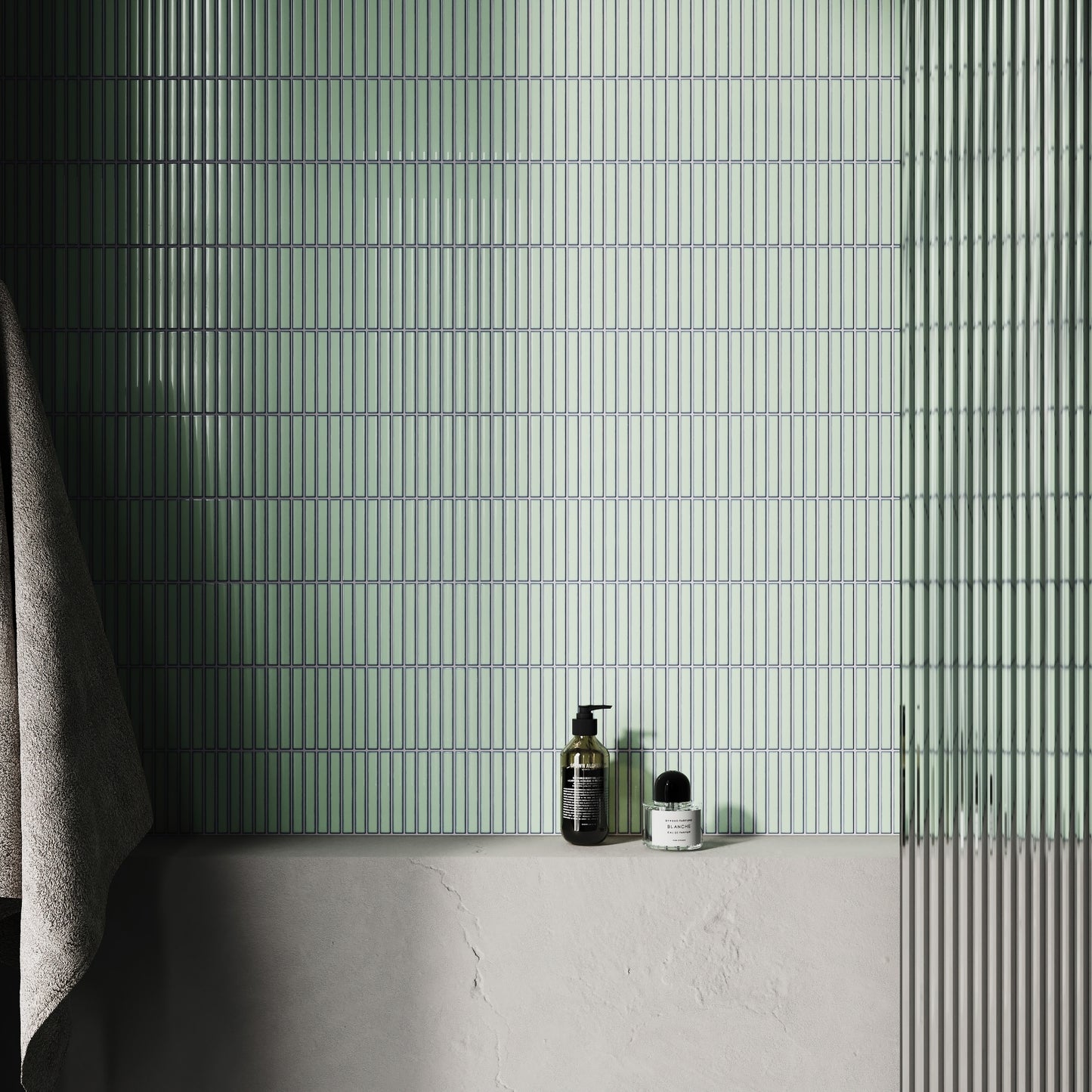 Stick Mosaic Olive Grove Green Glazed Porcelain Wall Tile