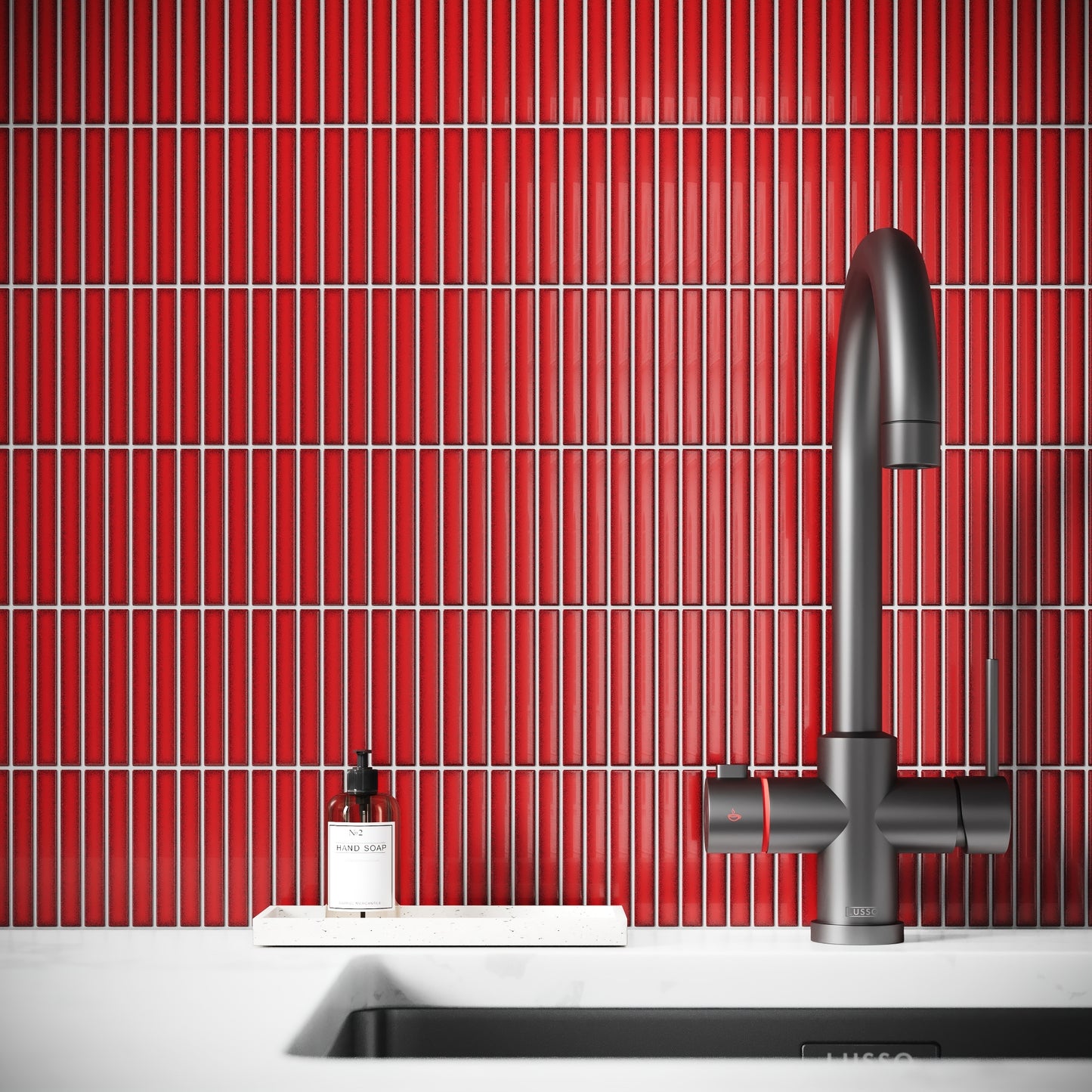 Stick Mosaic Ruby Spark Red Glazed Porcelain Wall Tile