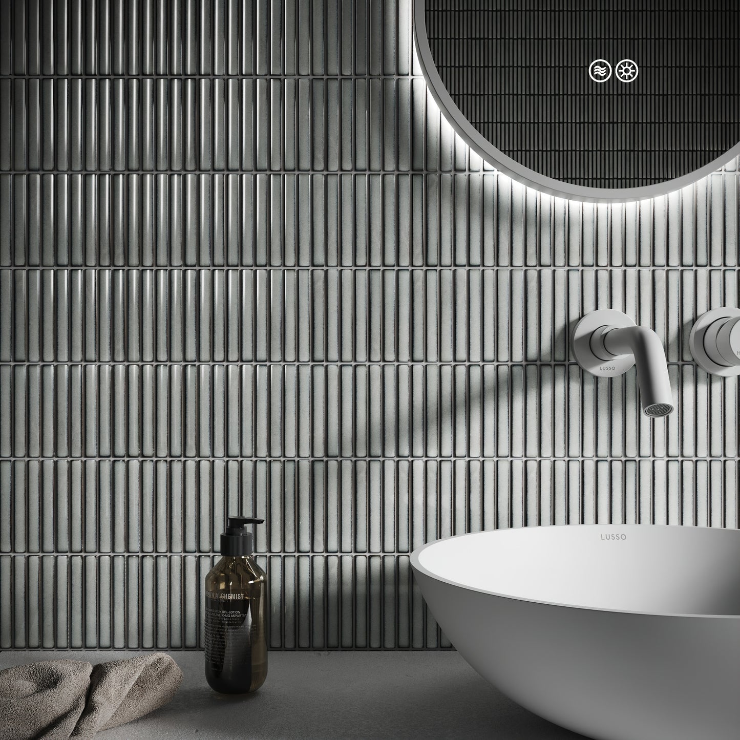 Stick Mosaic Silver Mist Grey Glazed Porcelain Wall Tile