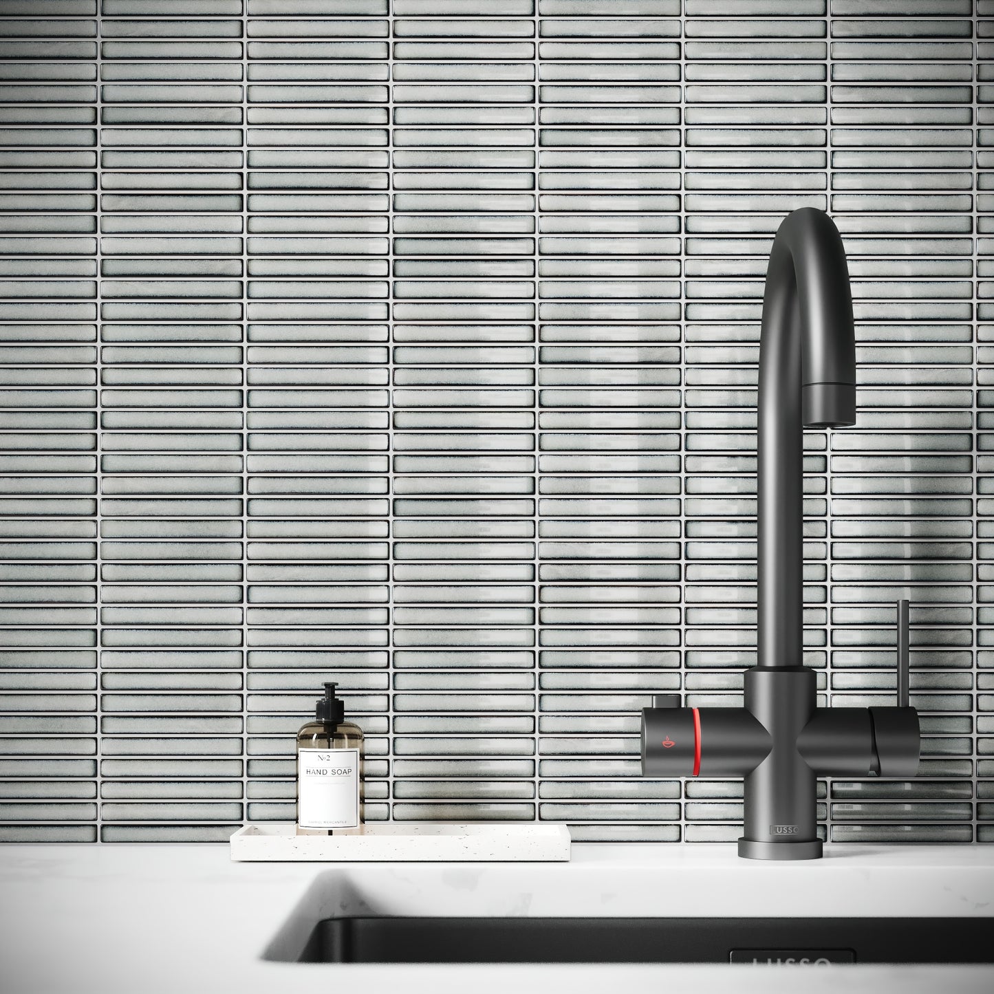 Stick Mosaic Silver Mist Grey Glazed Porcelain Wall Tile