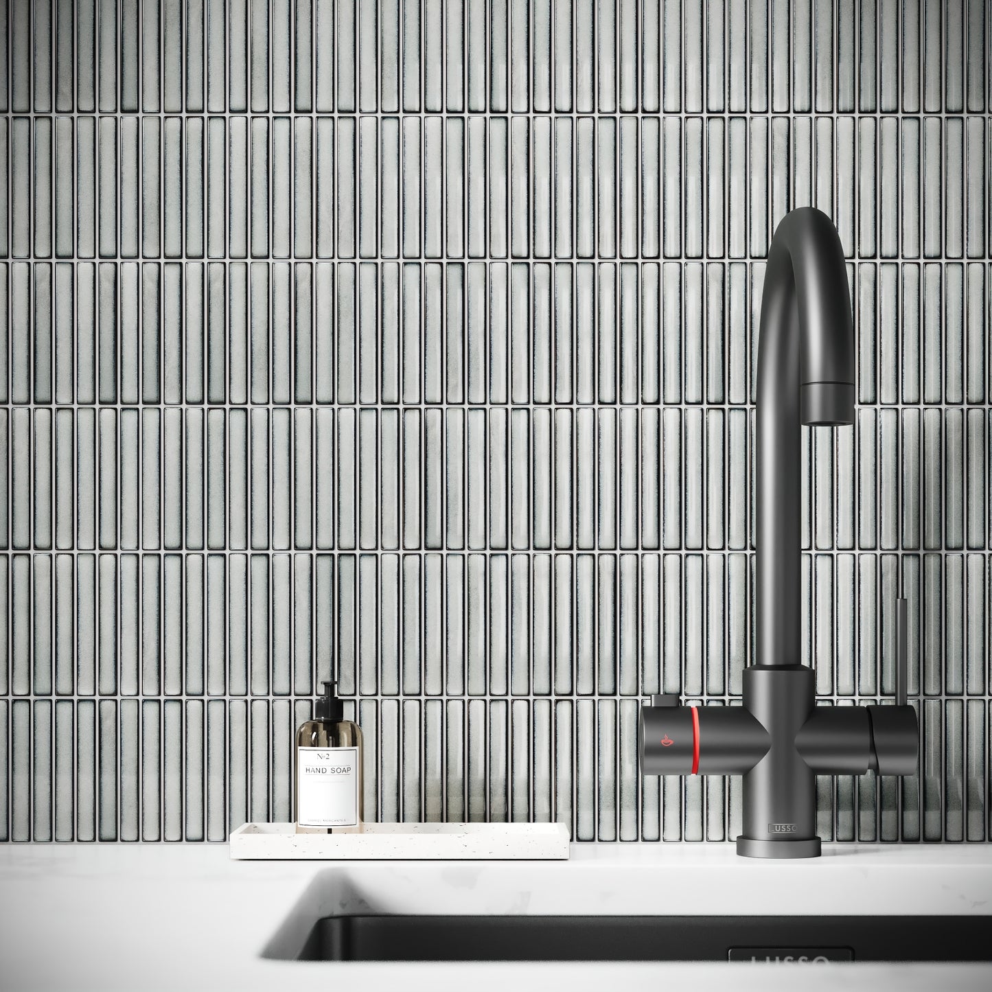 Stick Mosaic Silver Mist Grey Glazed Porcelain Wall Tile