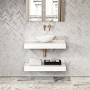 Stone Wall Hung Countertop Basin Shelf & Towel Shelf (800mm Wide - Matte/Polished White)
