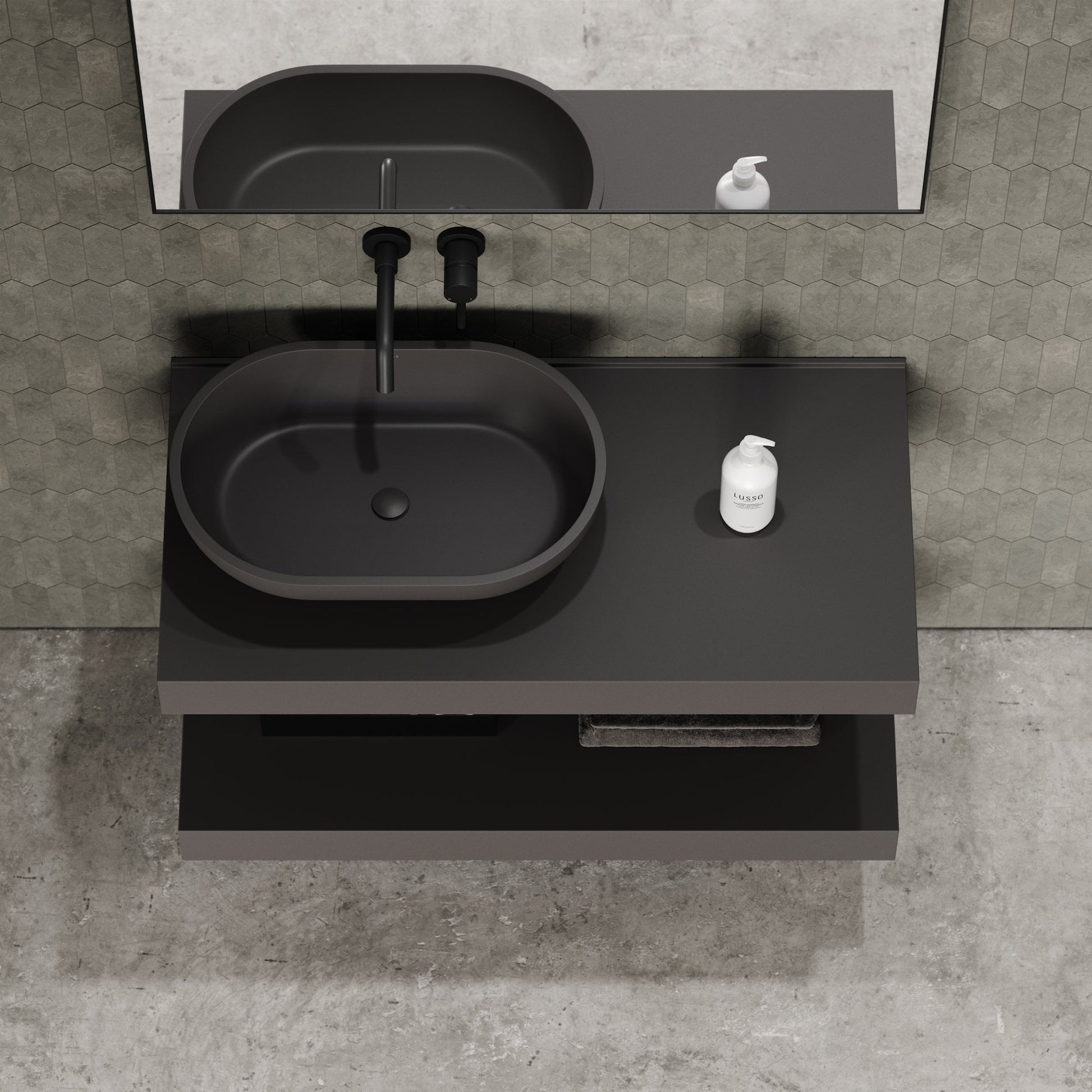 Stone Wall Hung Countertop Basin Shelf (1000mm Wide - Charcoal)