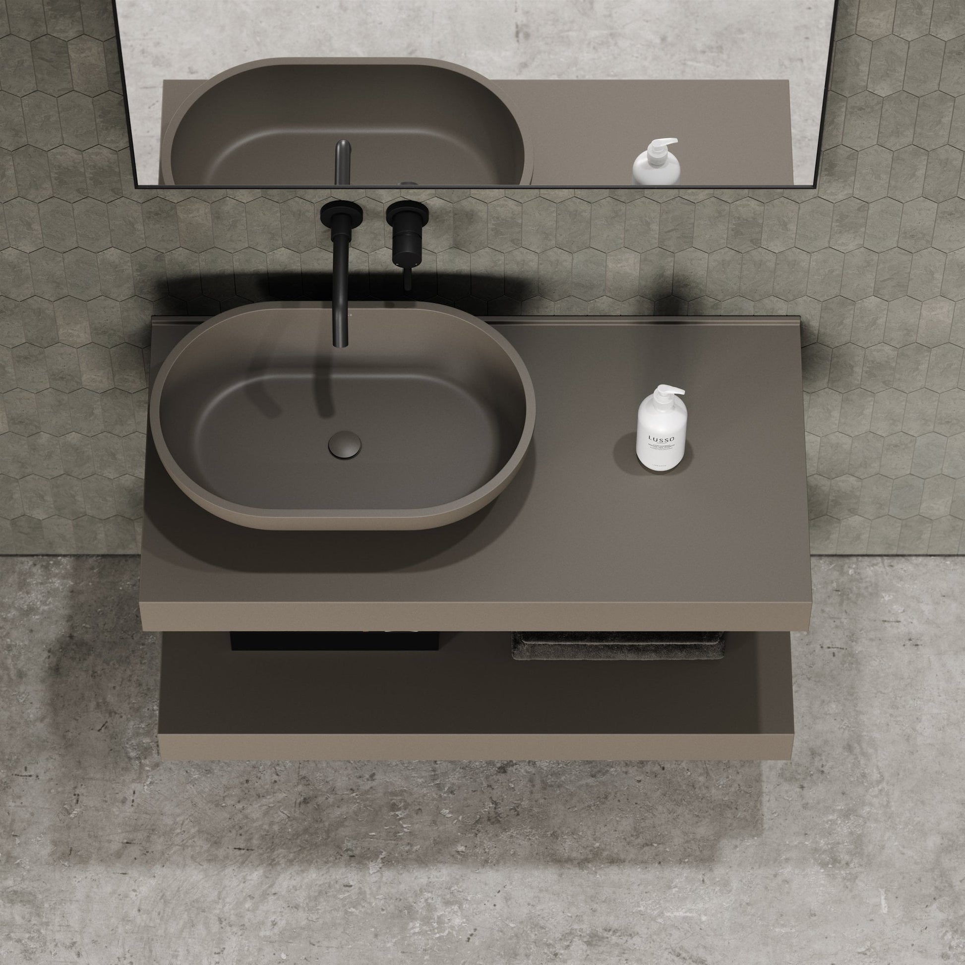 Stone Wall Hung Countertop Basin Shelf (1000mm Wide - Earth)