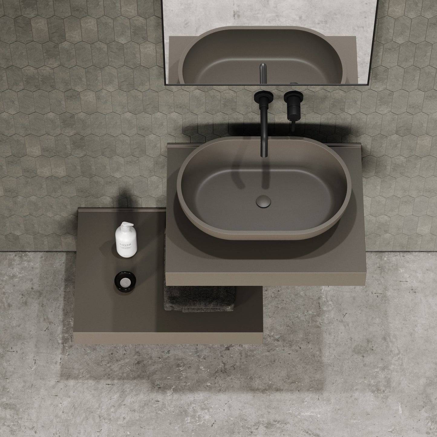 Stone Wall Hung Countertop Basin Shelf (660mm Wide - Earth)