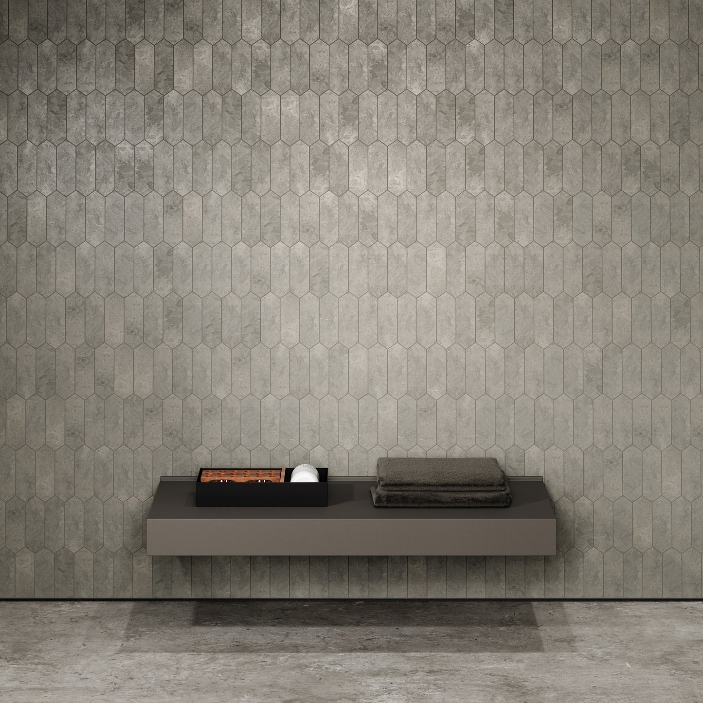 Stone Wall Hung Towel Shelf (1000mm Wide - Earth)