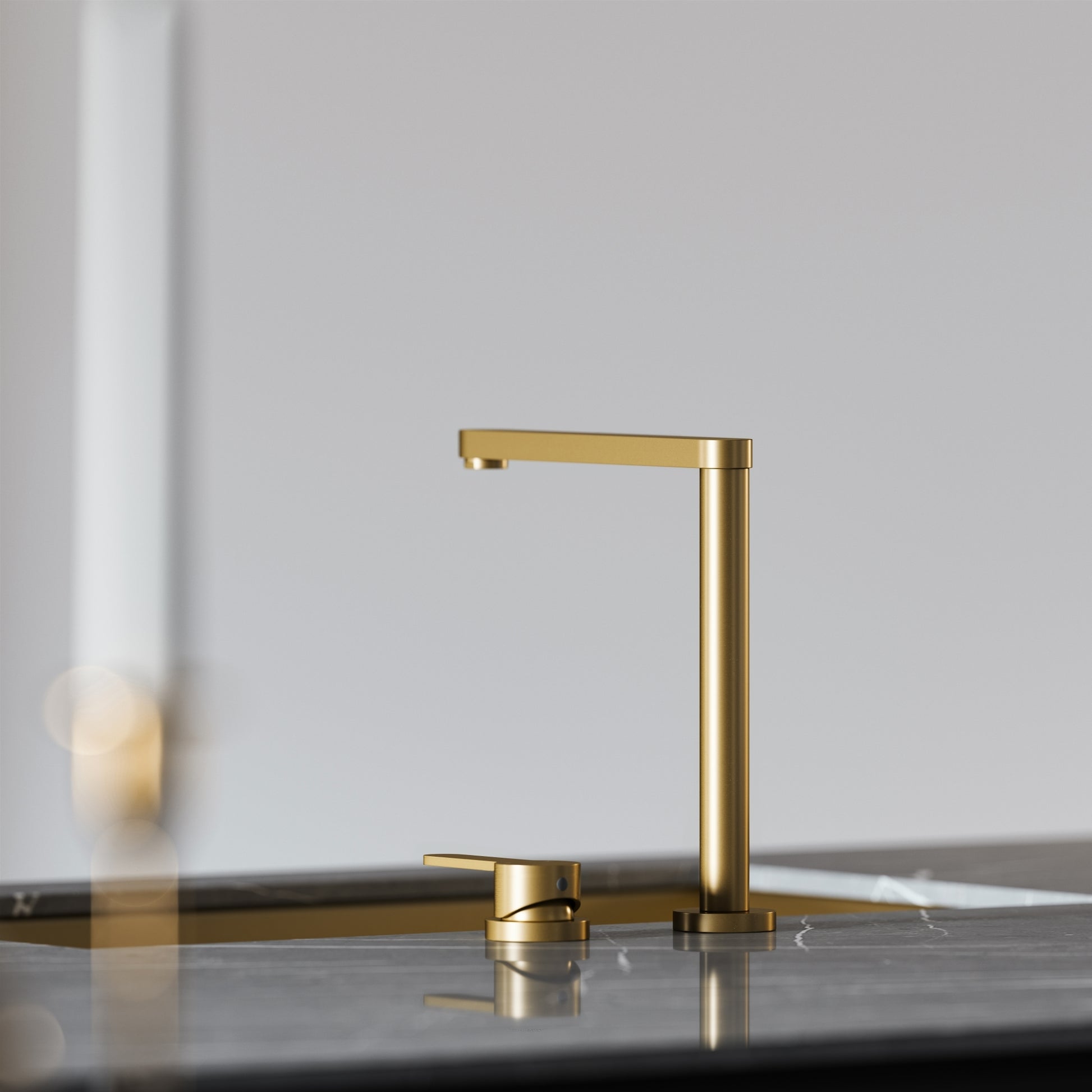 Tempo 2 Hole Brushed Gold Kitchen Tap with Swivel Spout