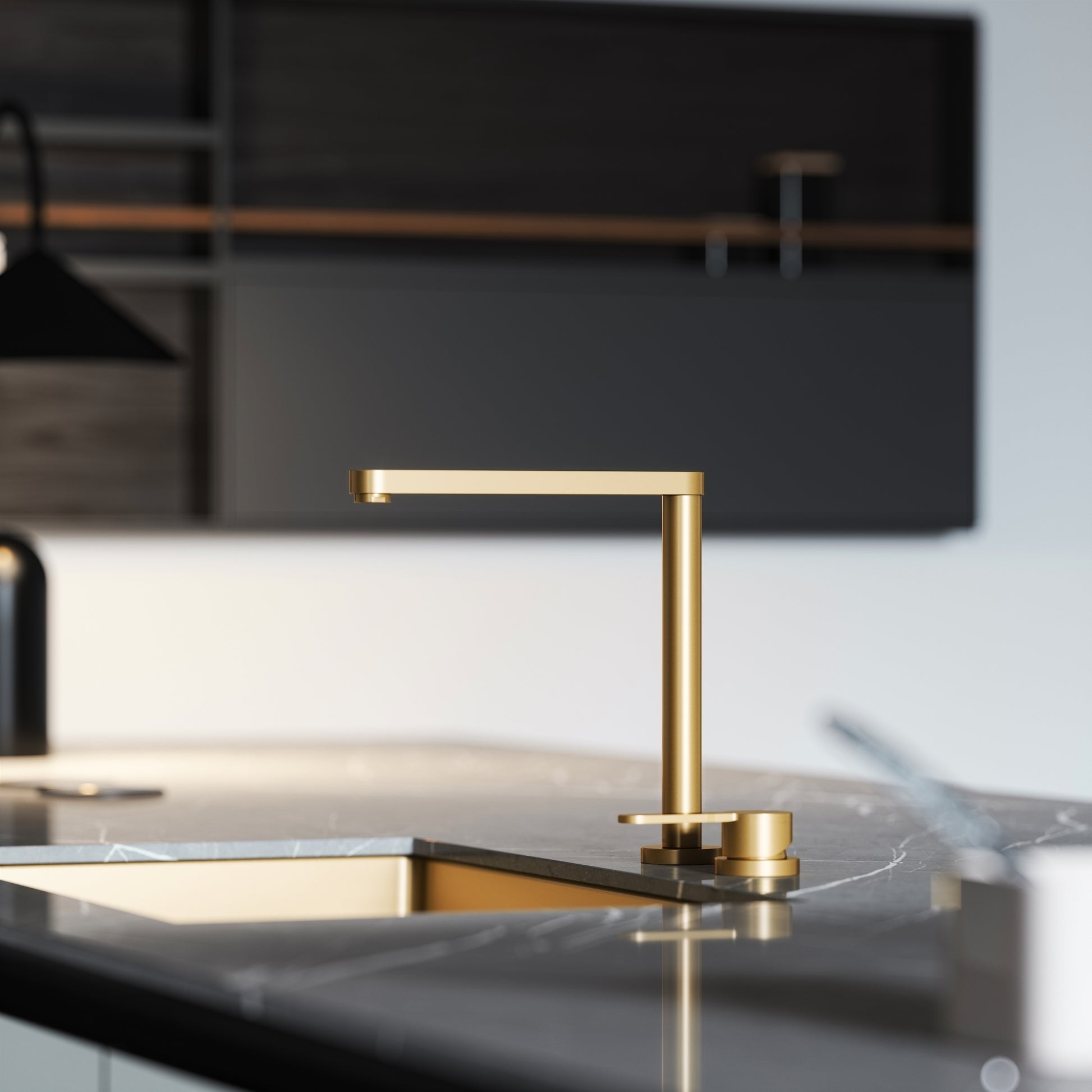 Tempo 2 Hole Brushed Gold Kitchen Tap with Swivel Spout