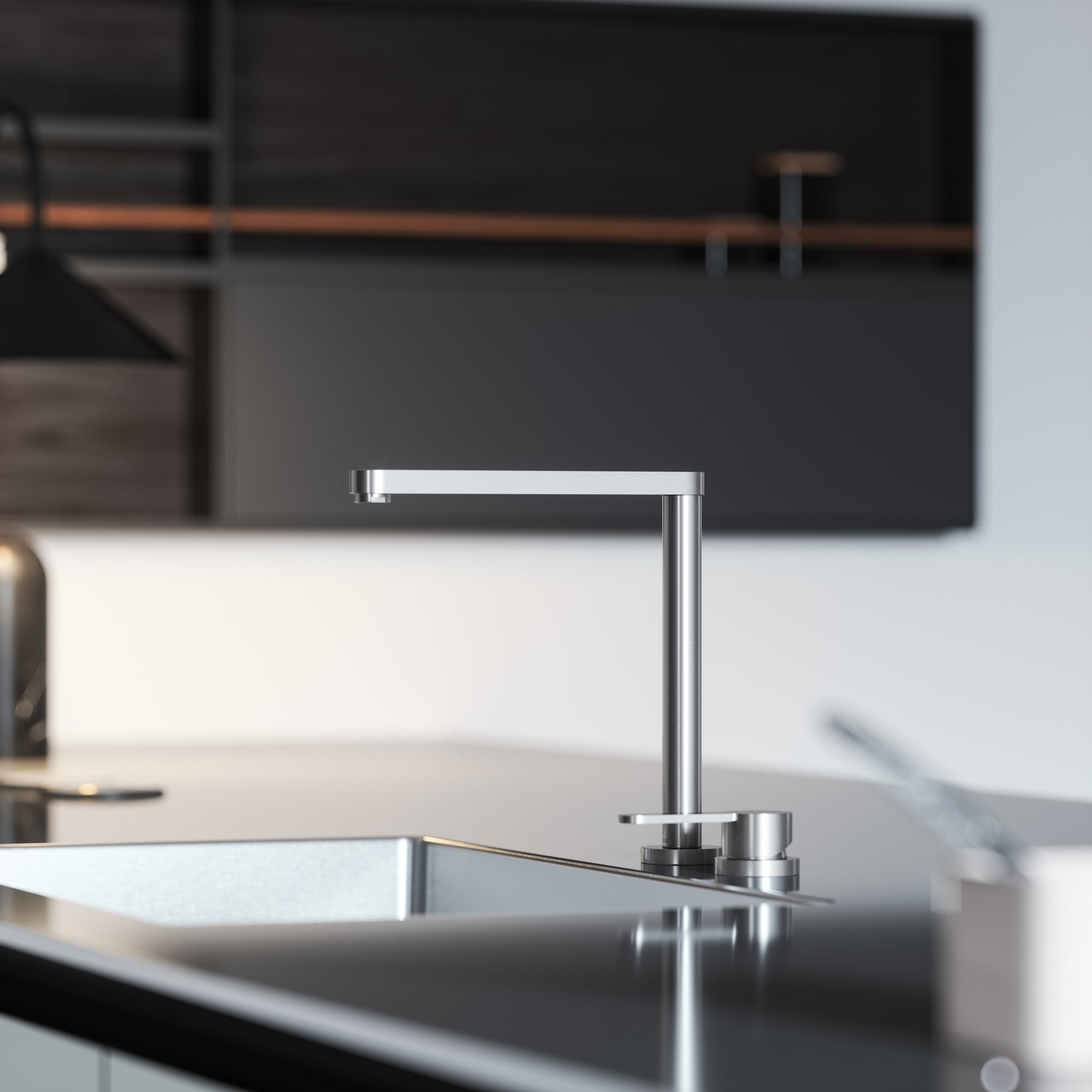 Tempo 2 Hole Brushed Stainless Kitchen Tap with Swivel Spout