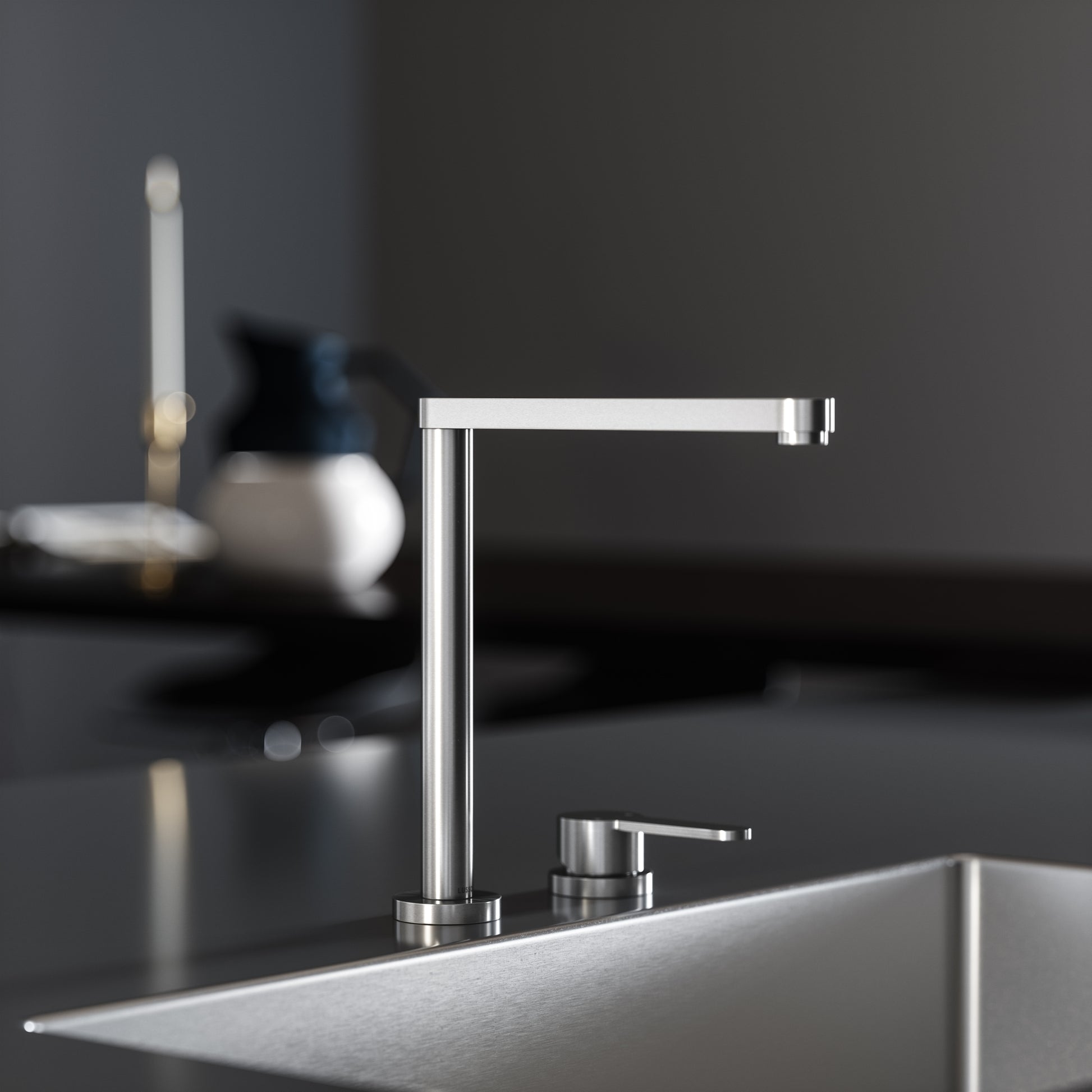 Tempo 2 Hole Brushed Stainless Kitchen Tap with Swivel Spout