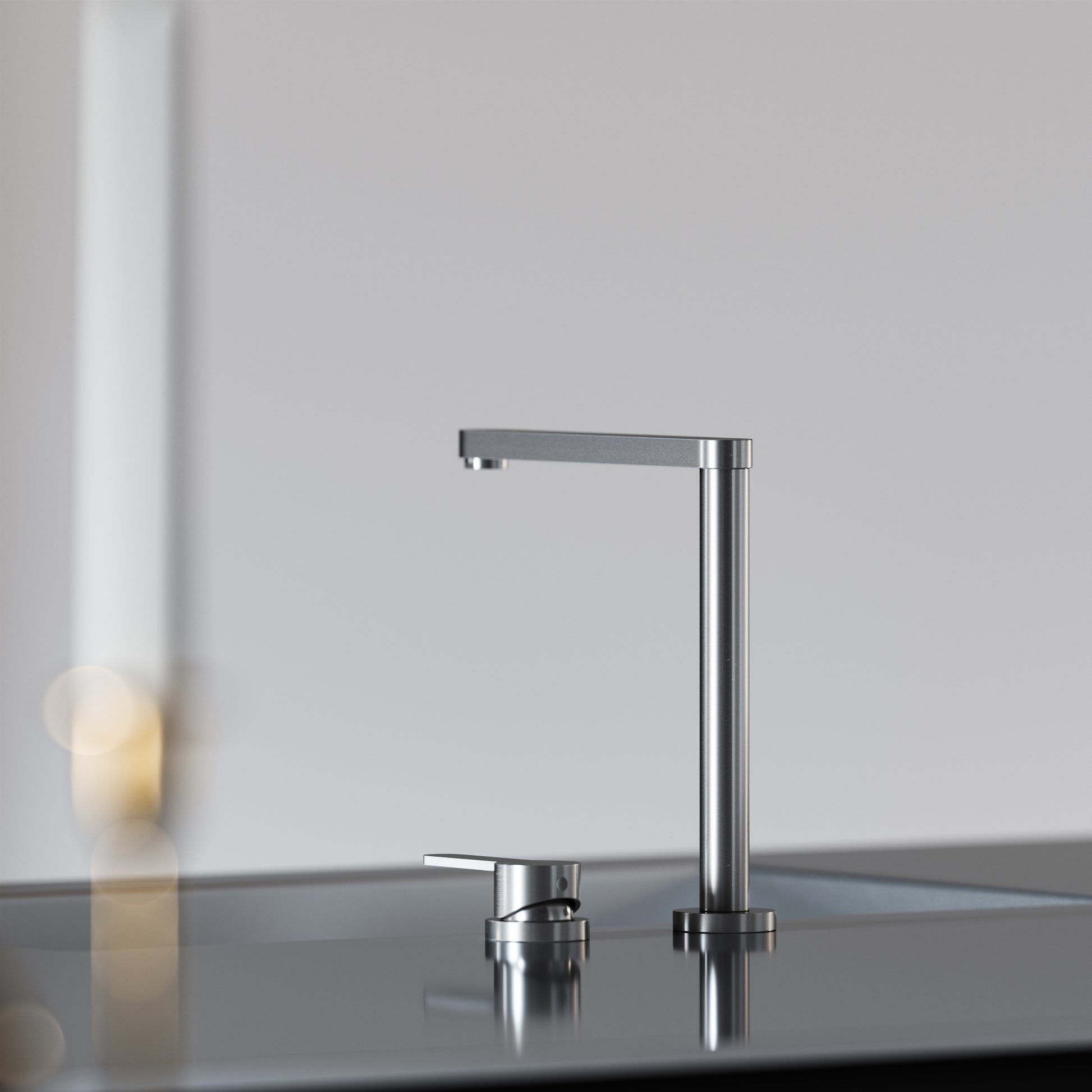 Tempo 2 Hole Brushed Stainless Kitchen Tap with Swivel Spout