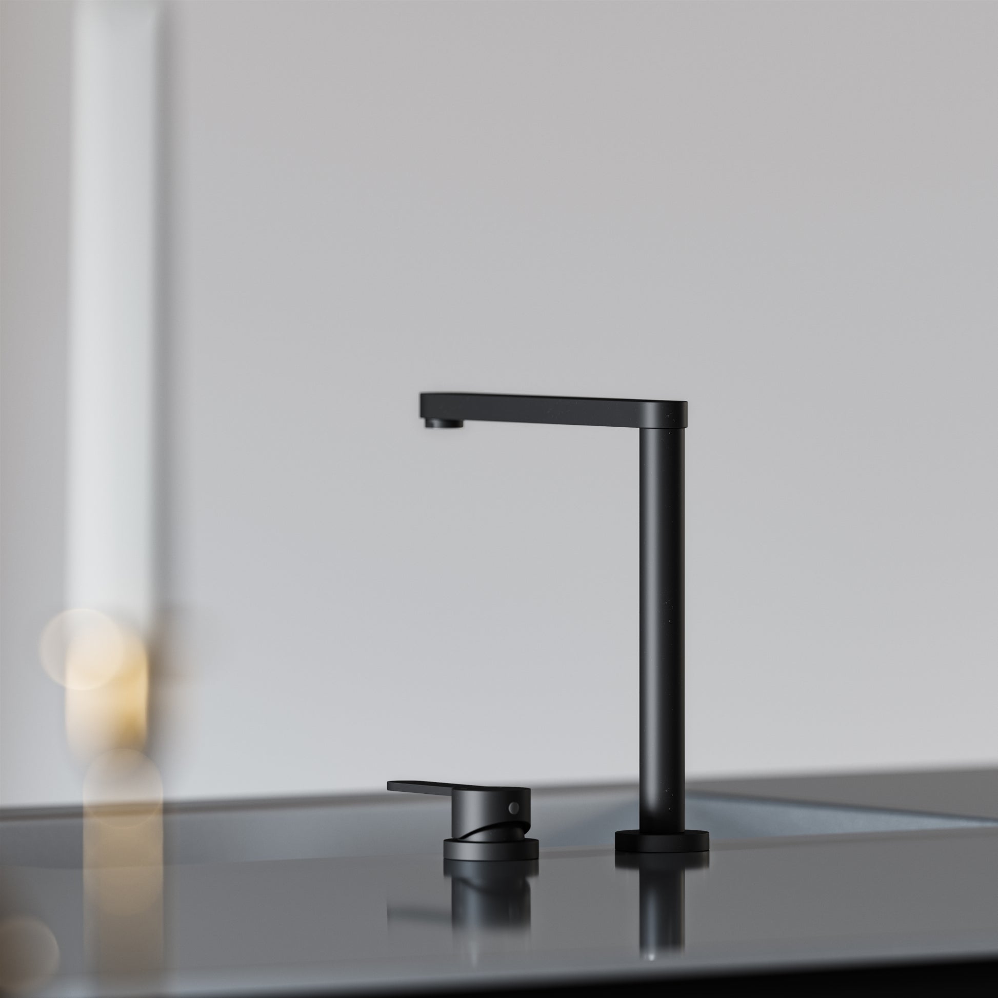 Tempo 2 Hole Matte Black Kitchen Tap with Swivel Spout