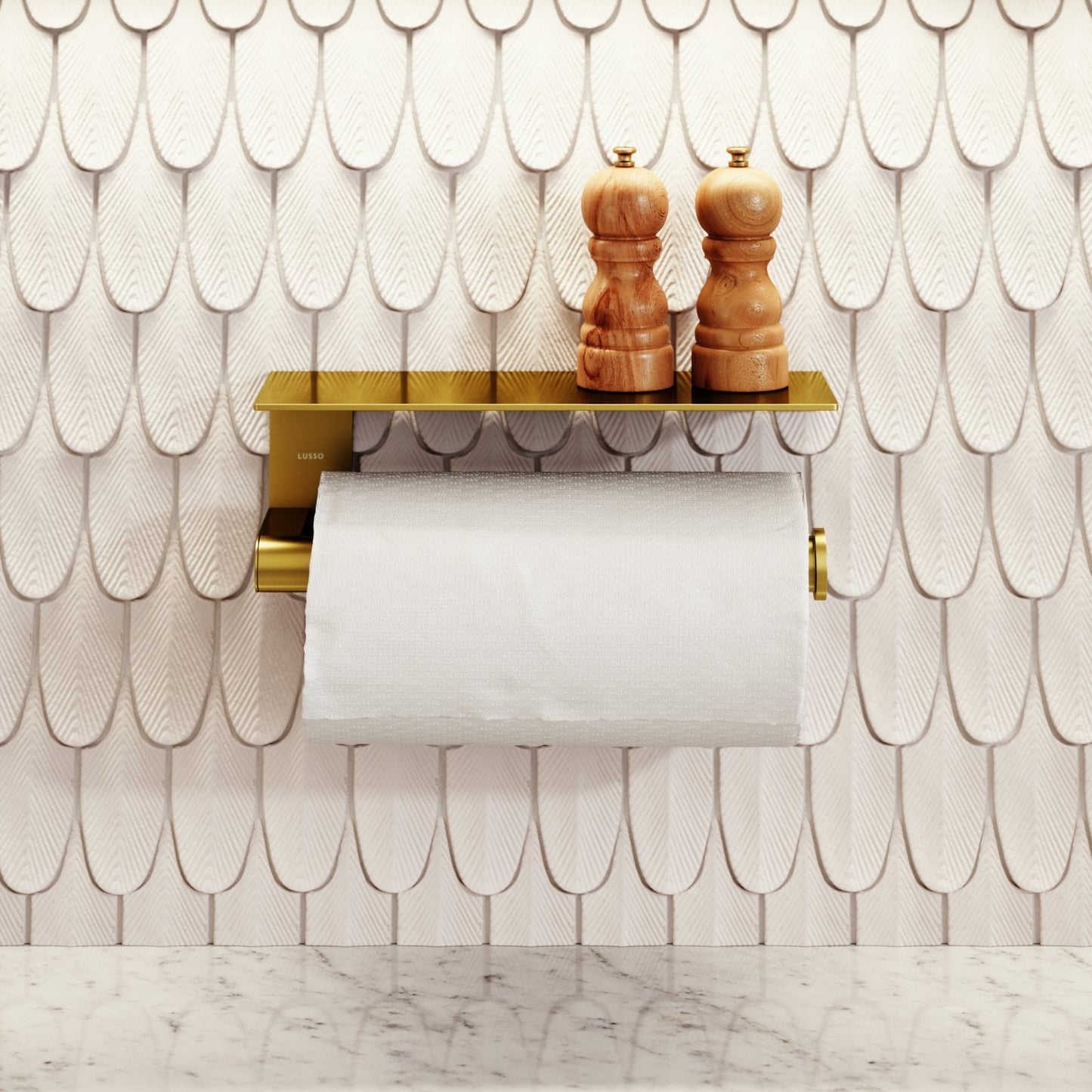 Tempo Brushed Gold Wall Mounted Kitchen Roll Holder