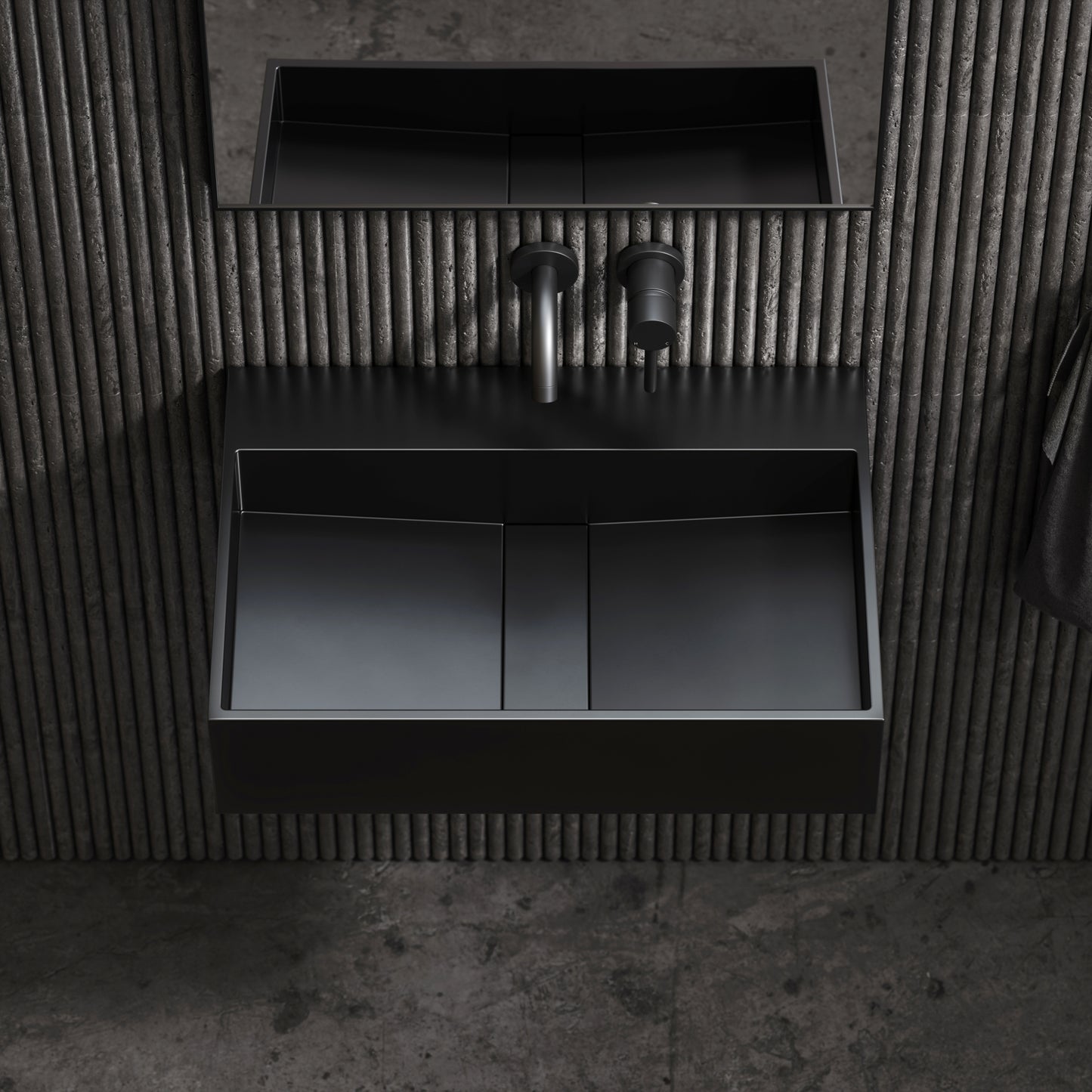 Thinn Matte Black Wall Mounted Basin 600mm